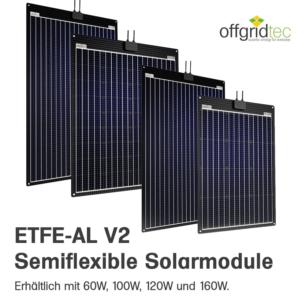 offgridtec Solarmodul »ETFE-AL 60W V2 semi-flexibles 18V Solarpanel«, 2 überlagerte ETFE Schichten