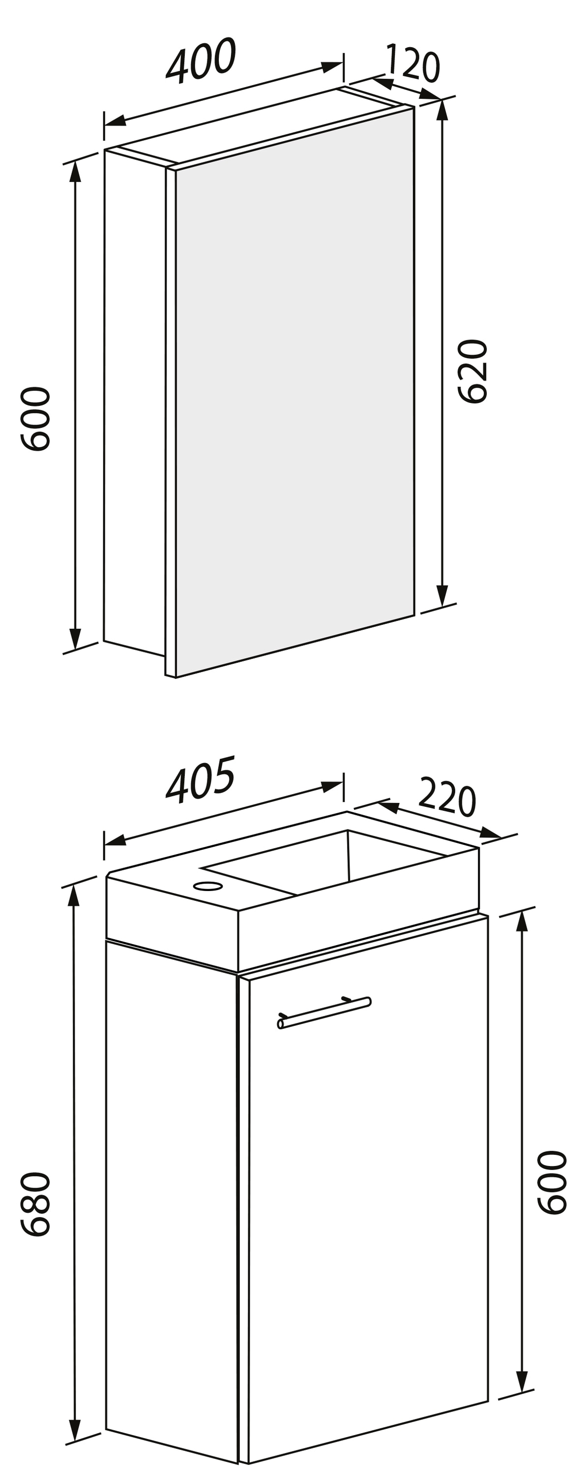 VCM Waschbeckenunterschrank »VCM 3-tlg Set | Waschplatz für Gäste WC | Gästebad | Waschtisch | Badezimmer Set - Slito SC«, (3 St.)