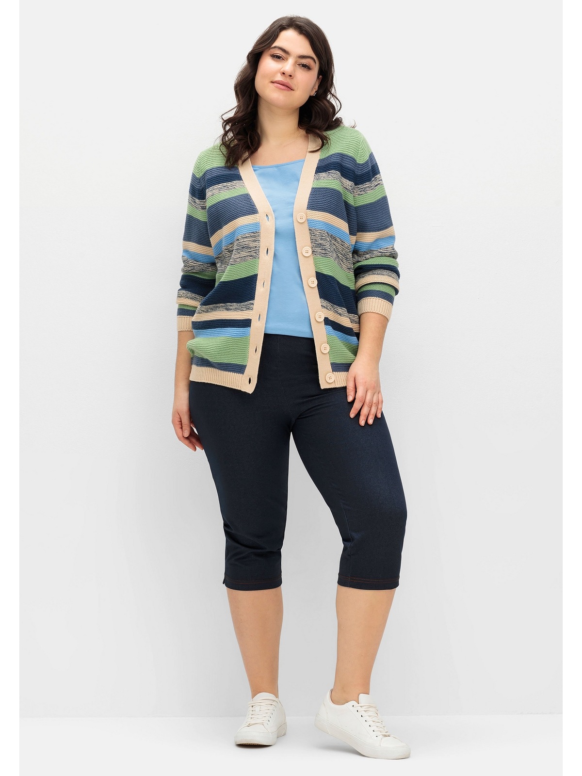Sheego Strickjacke »Große Größen«, mit V-Ausschnitt