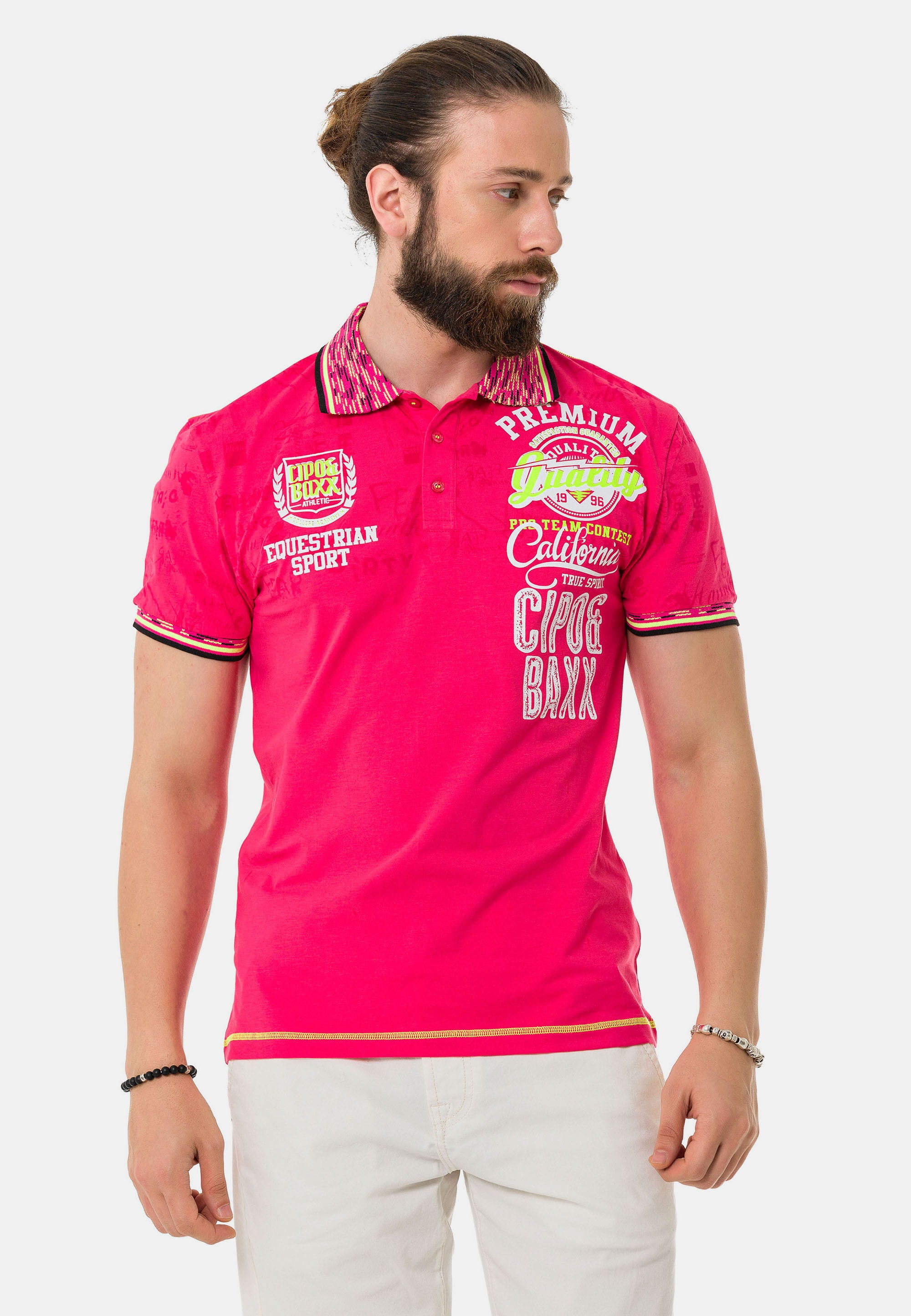 Cipo & Baxx T-Shirt »Poloshirt«, mit stylischem Print