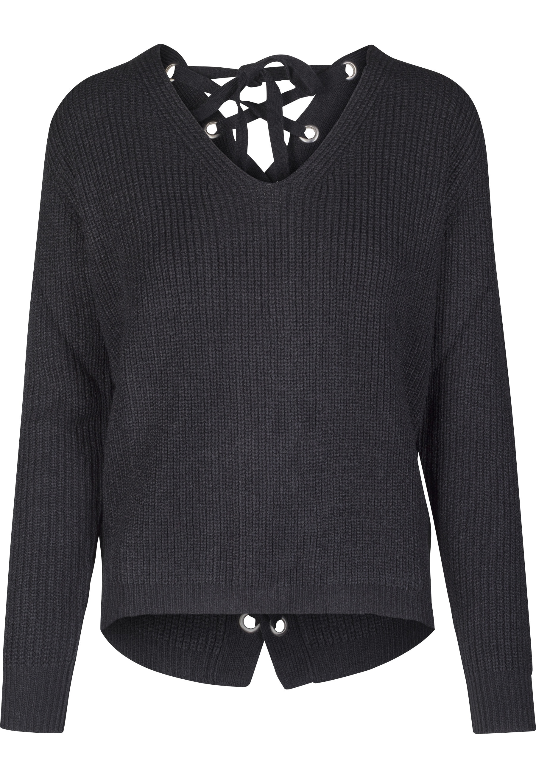 URBAN CLASSICS Rundhalspullover "Urban Classics Damen Ladies Back Lace Up S günstig online kaufen