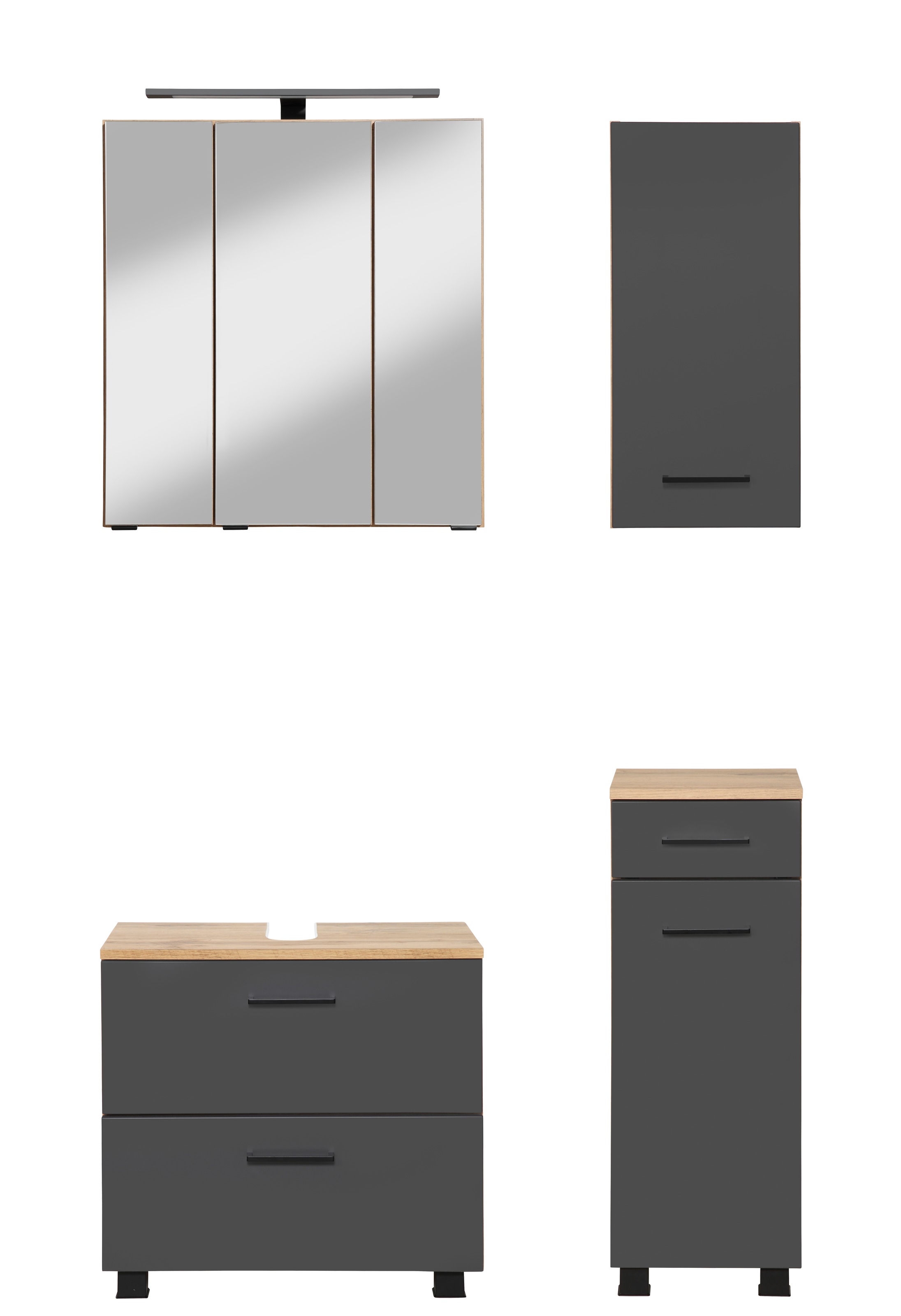 welltime "Trento, Badezimmer-Set, Waschbeckenunterschrank, Hängeschrank" 4 Stk. tlg.