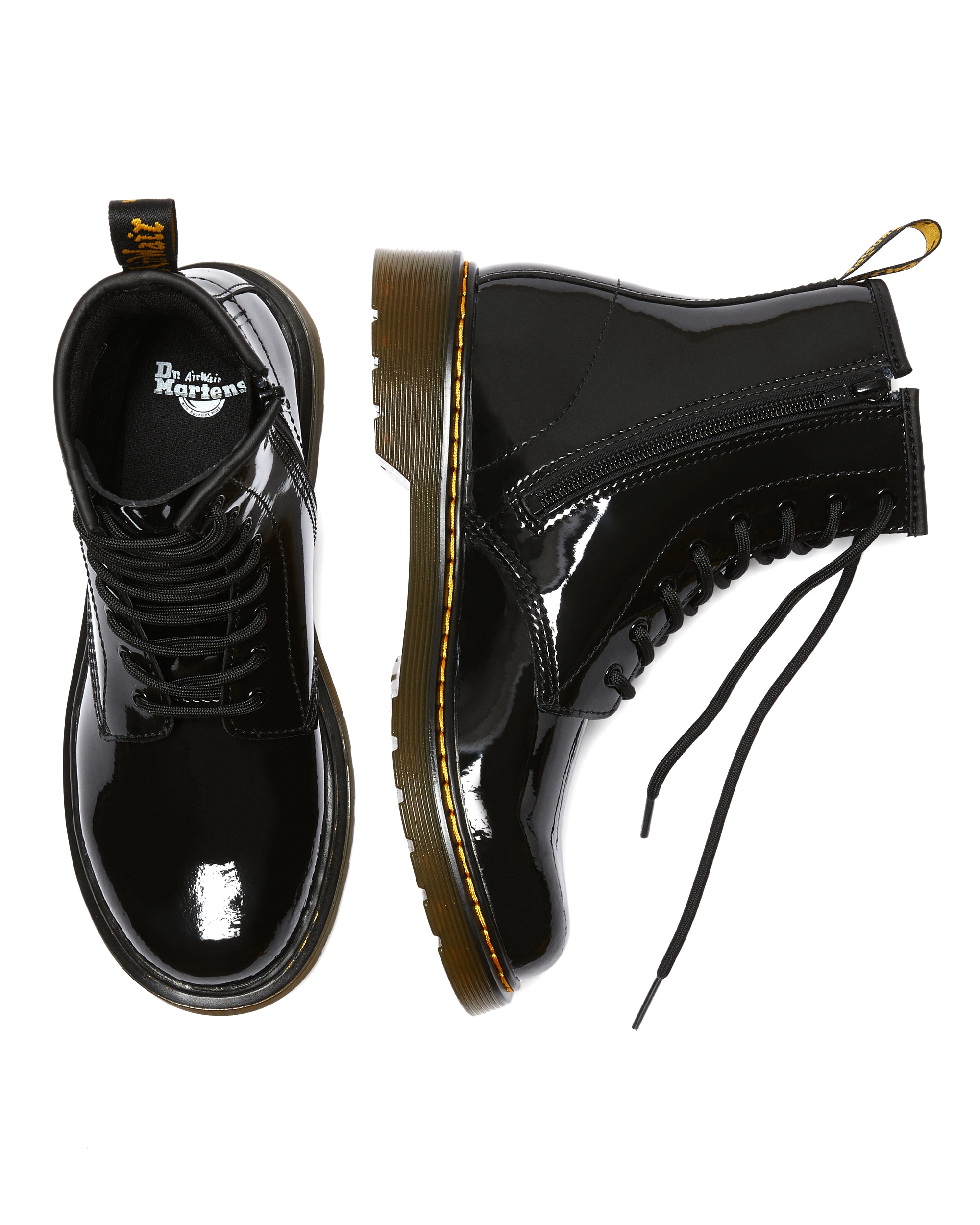 DR. MARTENS Schnürboots »1460 Y Black Patent Lamper«  Kinder Stiefel, Boots mit logobedruckter Anziehlasche