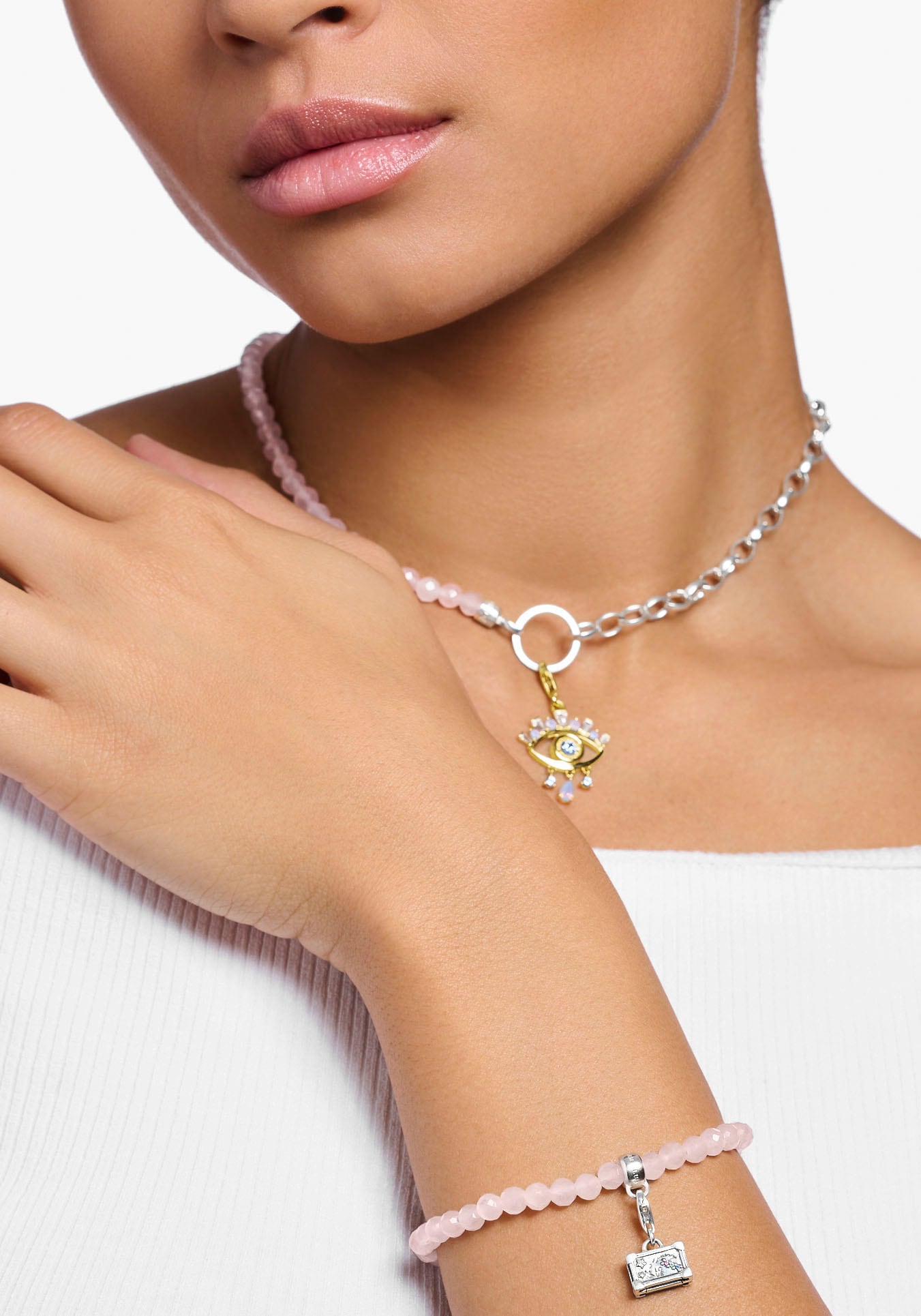Onyx oder Rosenquarz online schwarze Perlen, THOMAS BAUR »rosa Perlen, Armband mit A2097-130-11-L19V«, SABO A2097-034-9-L19V, bestellen |