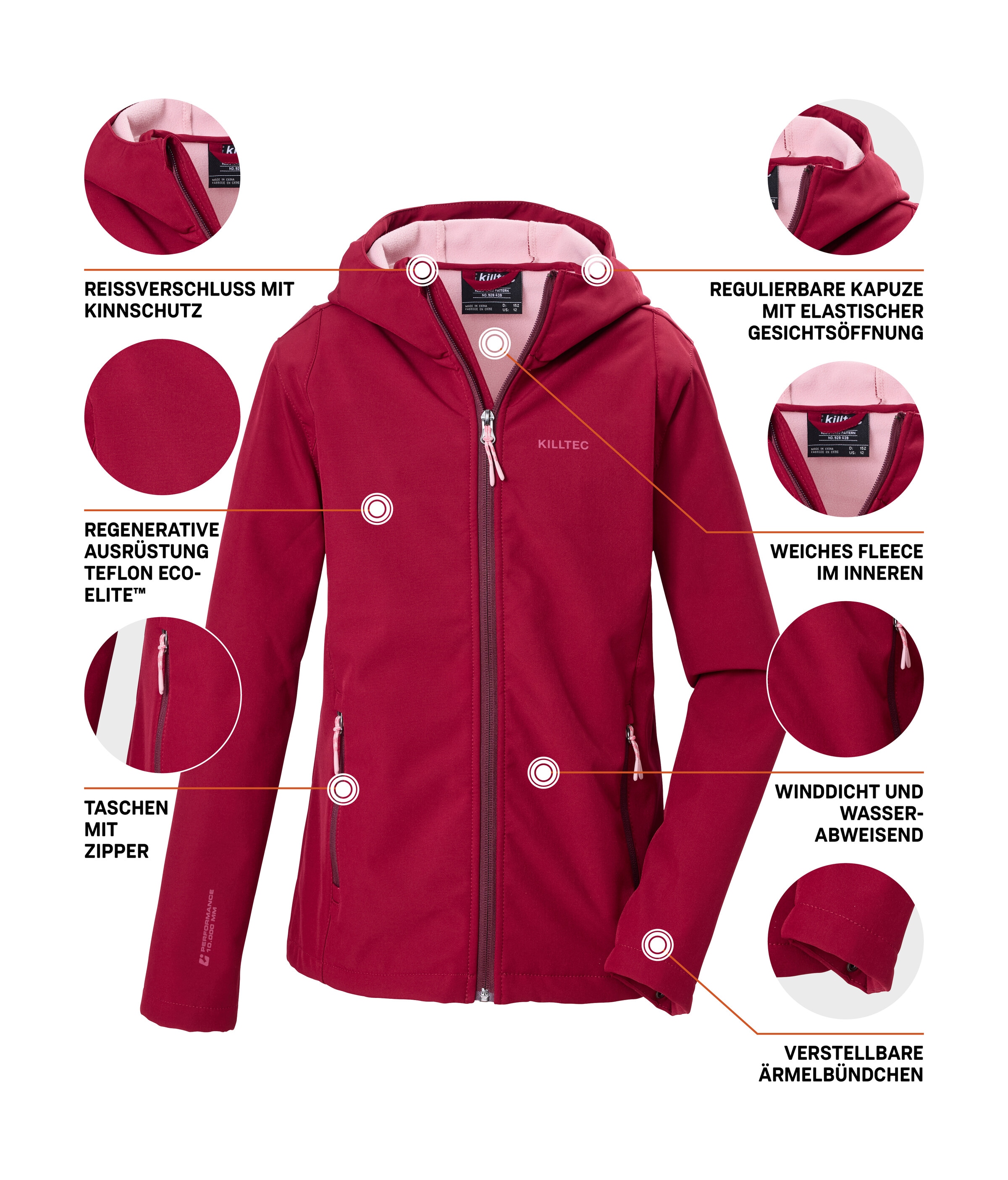 Killtec Softshelljacke »KOW 164 GRLS SFTSHLL JCKT« Winddichte, wasserabweisende Softshelljacke mit Fleece-Futter