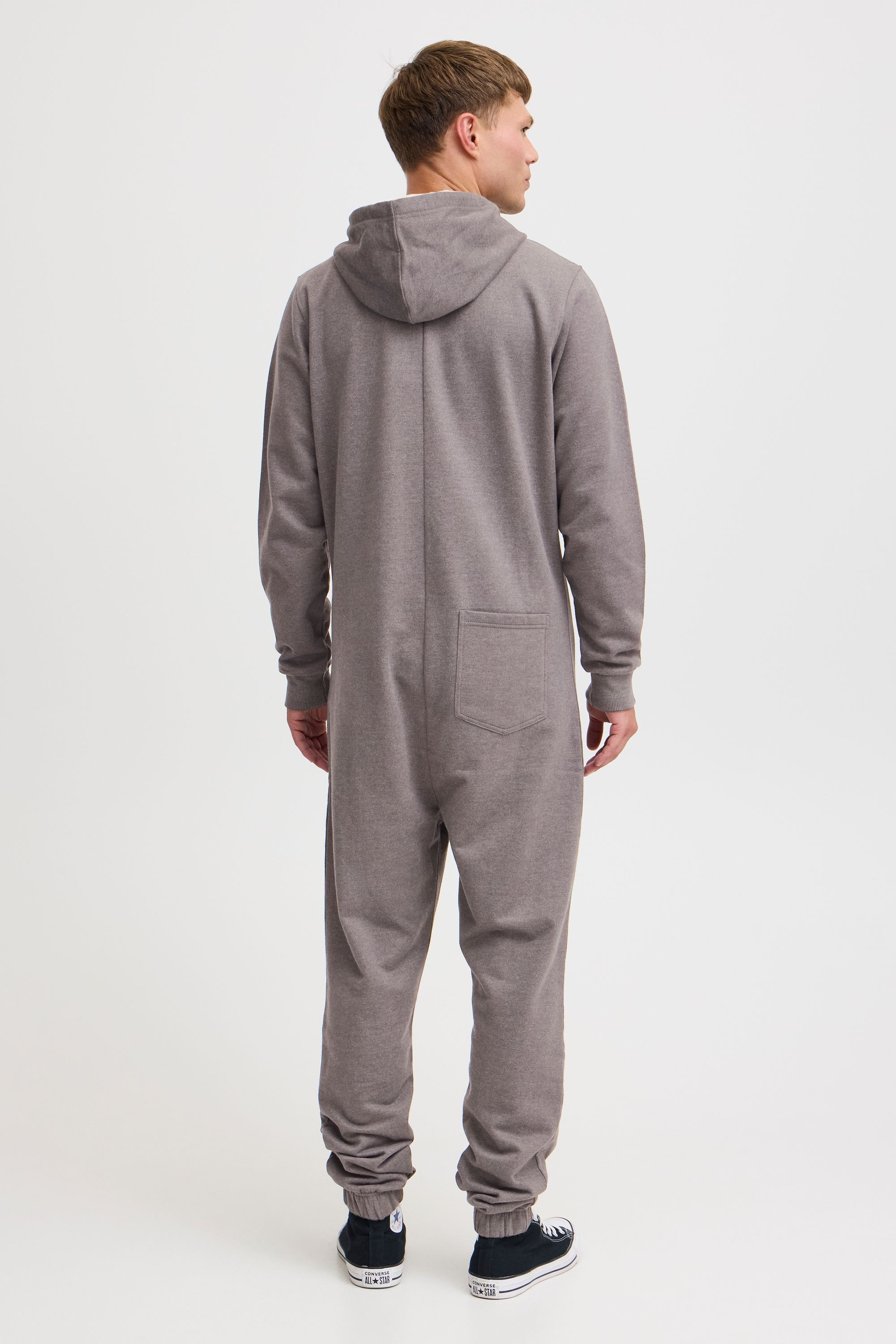 Overall BLEND "BHSalinho", Herren, Gr. L, US-Größen, pewter mix, Sweatware, 60% Baumwolle, 40% Polyester, unifarben, regular fit lang, ohne Ausschnitt, Overalls Overall, Overall mit Fleece-Kapuze 6
