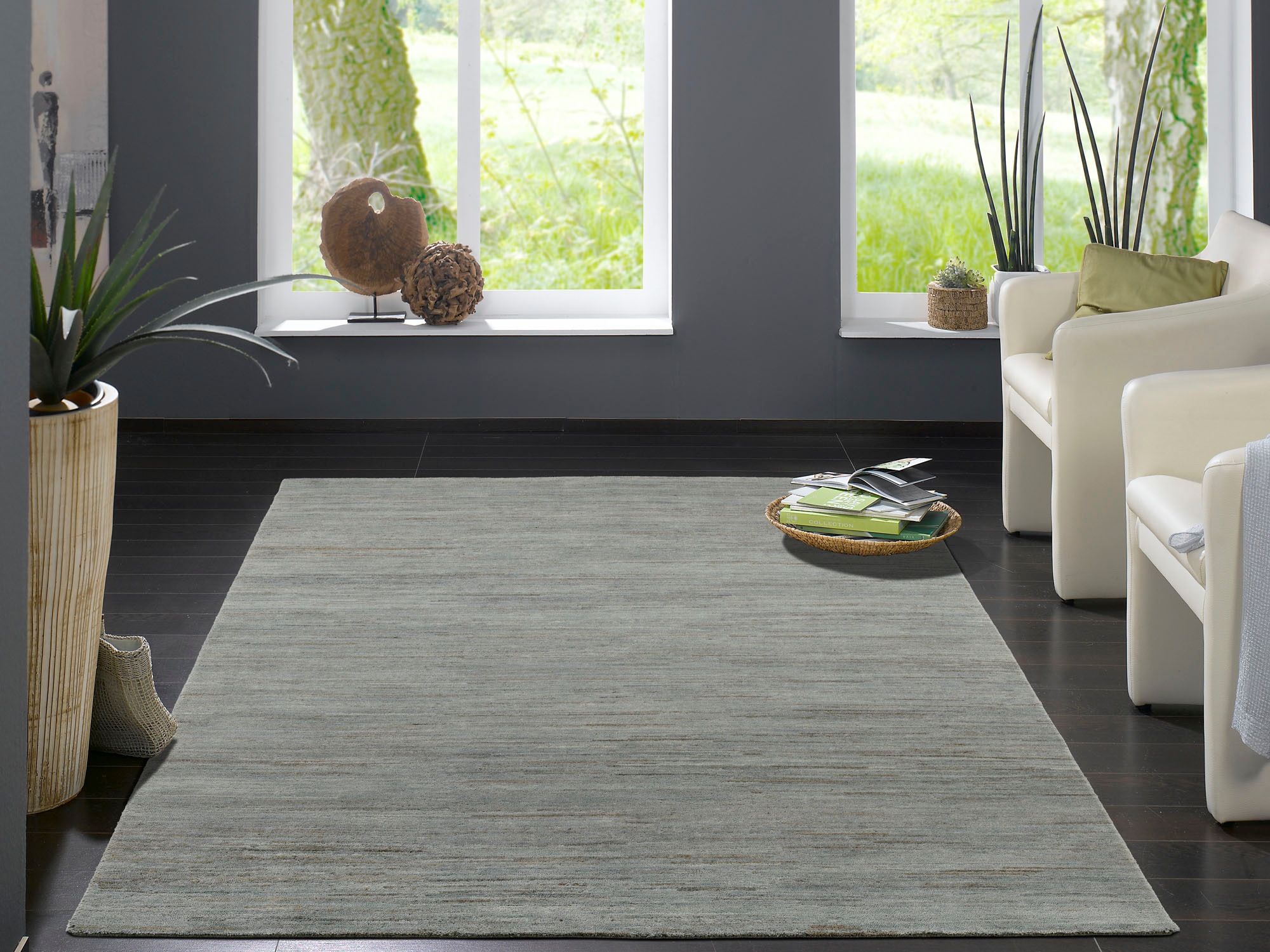 OCI DIE TEPPICHMARKE Teppich »HIMALI UNI«, rechteckig, 5 mm Höhe, handgeknüpft, hochwertige Wolle, fußwarm, Wohnzimmer