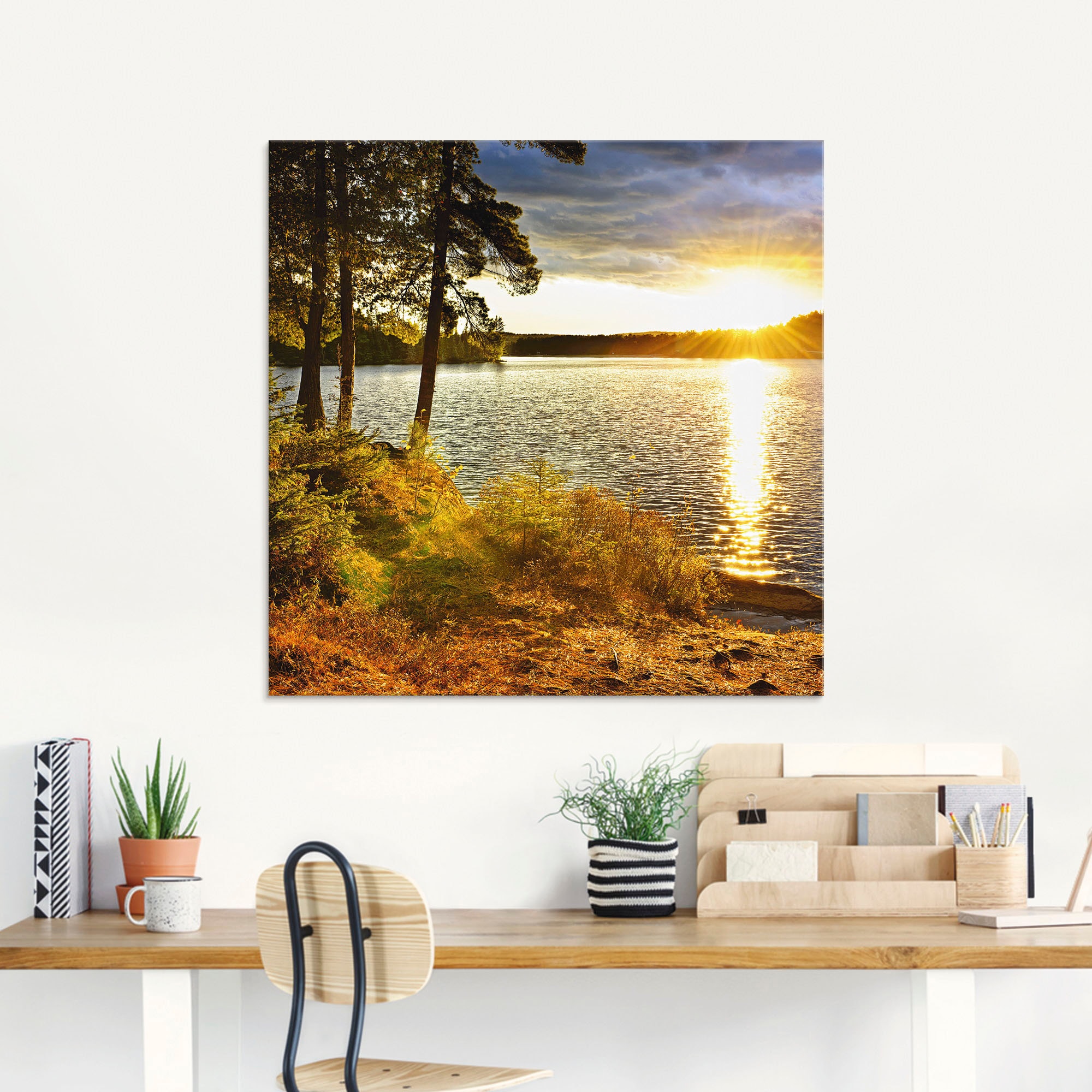 Artland Glasbild "Sonnenuntergang über See Algonquin Park", Sonnenaufgang & günstig online kaufen