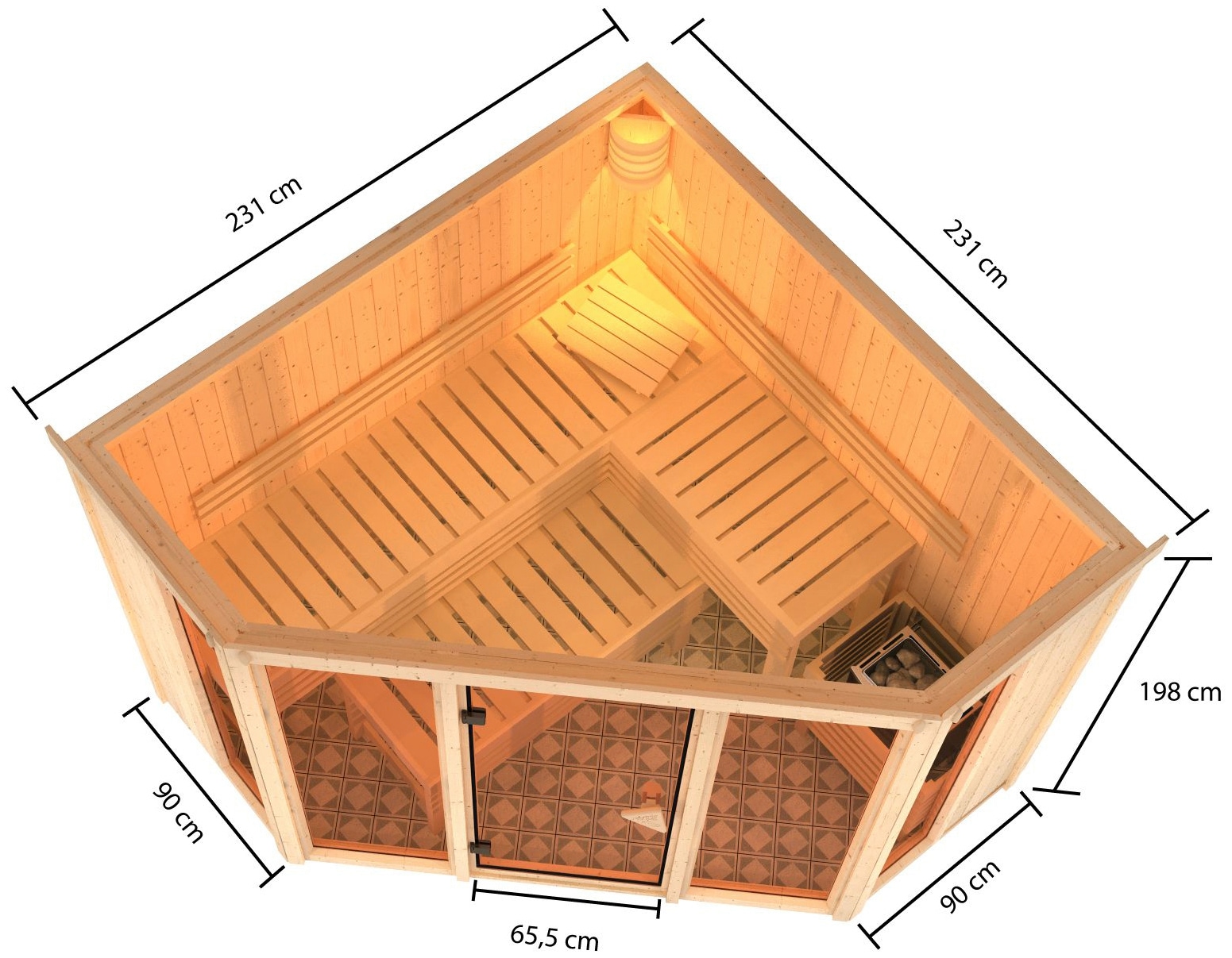 Karibu Sauna »Astrid 2«, 9-kW-Ofen mit integrierter Steuerung