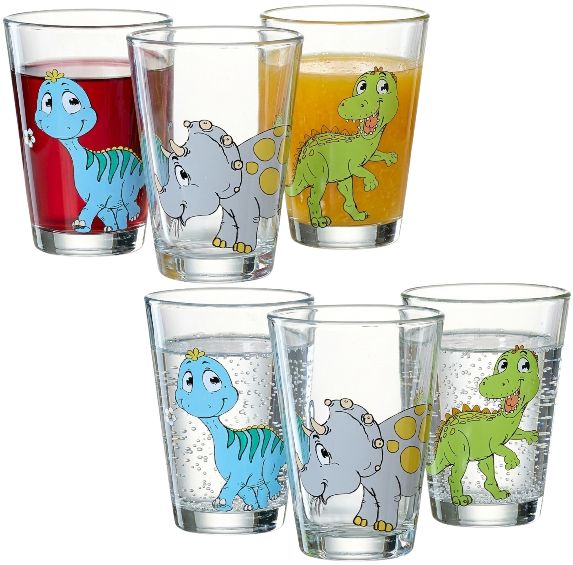 Kinderbecher "Dino", Ø 7cm x 10cm, 200ml, 6, bunt, RITZENHOFF & BREKER, Trinkgefäße, je 200 ml