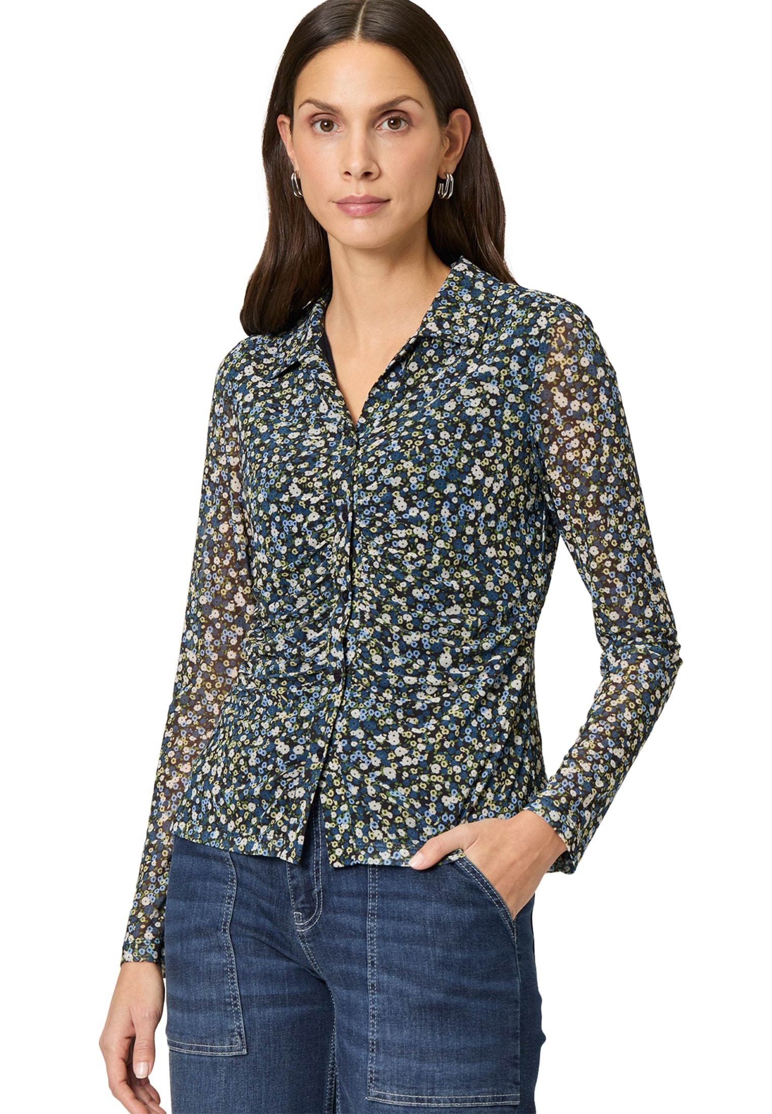 Zero Kurzarmshirt "zero Damen Langarmshirt mit Knopfleiste", (1 tlg.), Knop günstig online kaufen