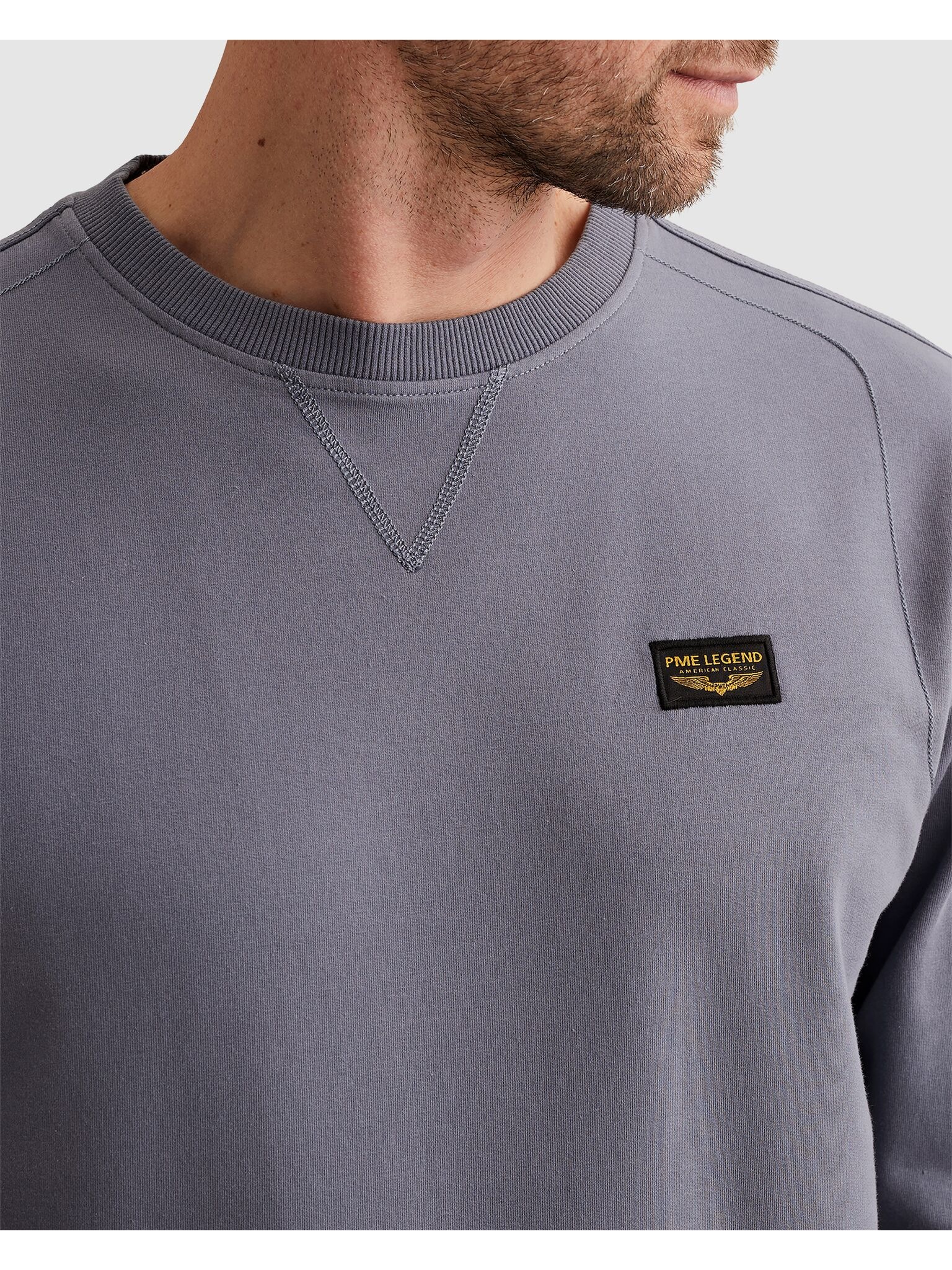 Sweatshirt PME LEGEND "Airstrip sweat", Herren, Gr. XXL, folkstone grau, Sweatware, Obermaterial: 95% Baumwolle, 5% Elasthan, unifarben, regular fit normal, Rundhals, Rippbündchen, Sweatshirts Sweatshirt, mit Logo Stickerei 3
