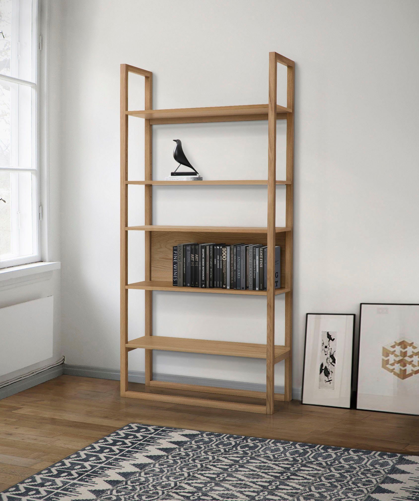 Woodman Bücherregal »New Est«, im Eiche skandinavischen bestellen Design, aus massiver Gestell | BAUR