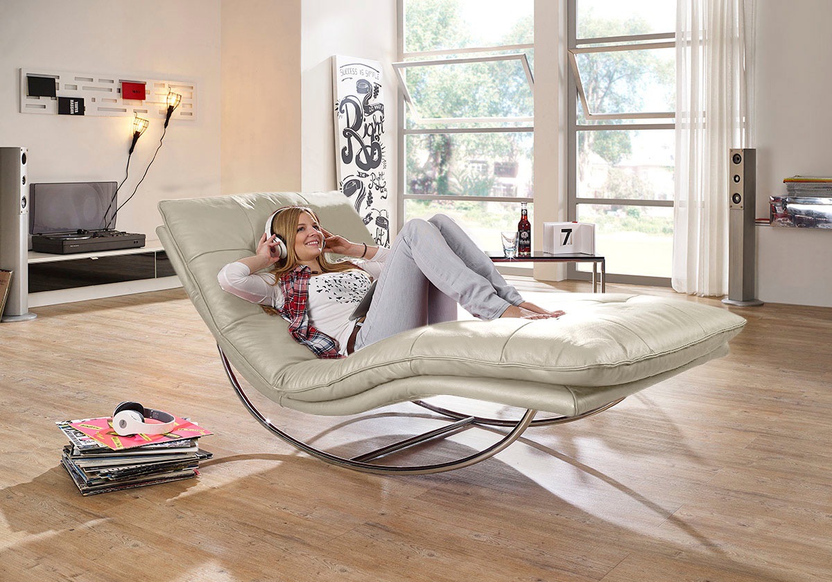 W.SCHILLIG Relaxliege »daily dreams«, in Waffelkissen-Optik, Schaukelgestell Chrom glänzend, in 2 Breiten