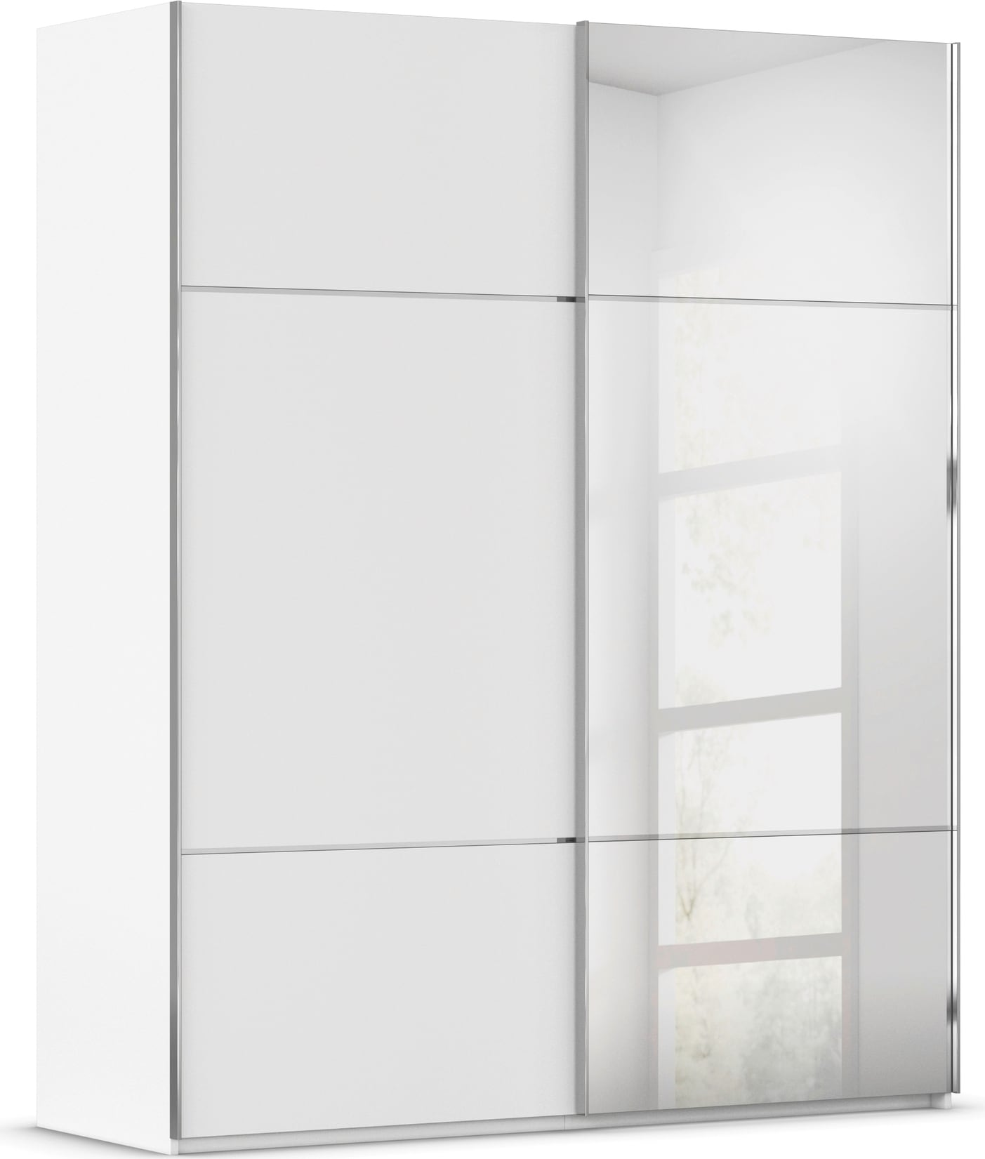 rauch Schwebetürenschrank "Kleiderschrank Schrank Garderobe Schlafzimmerschrank SCALE-TRIO" edle dreigeteilte Front mit 2 Zierleisten Spiegel/Glas MADE IN GERMANY