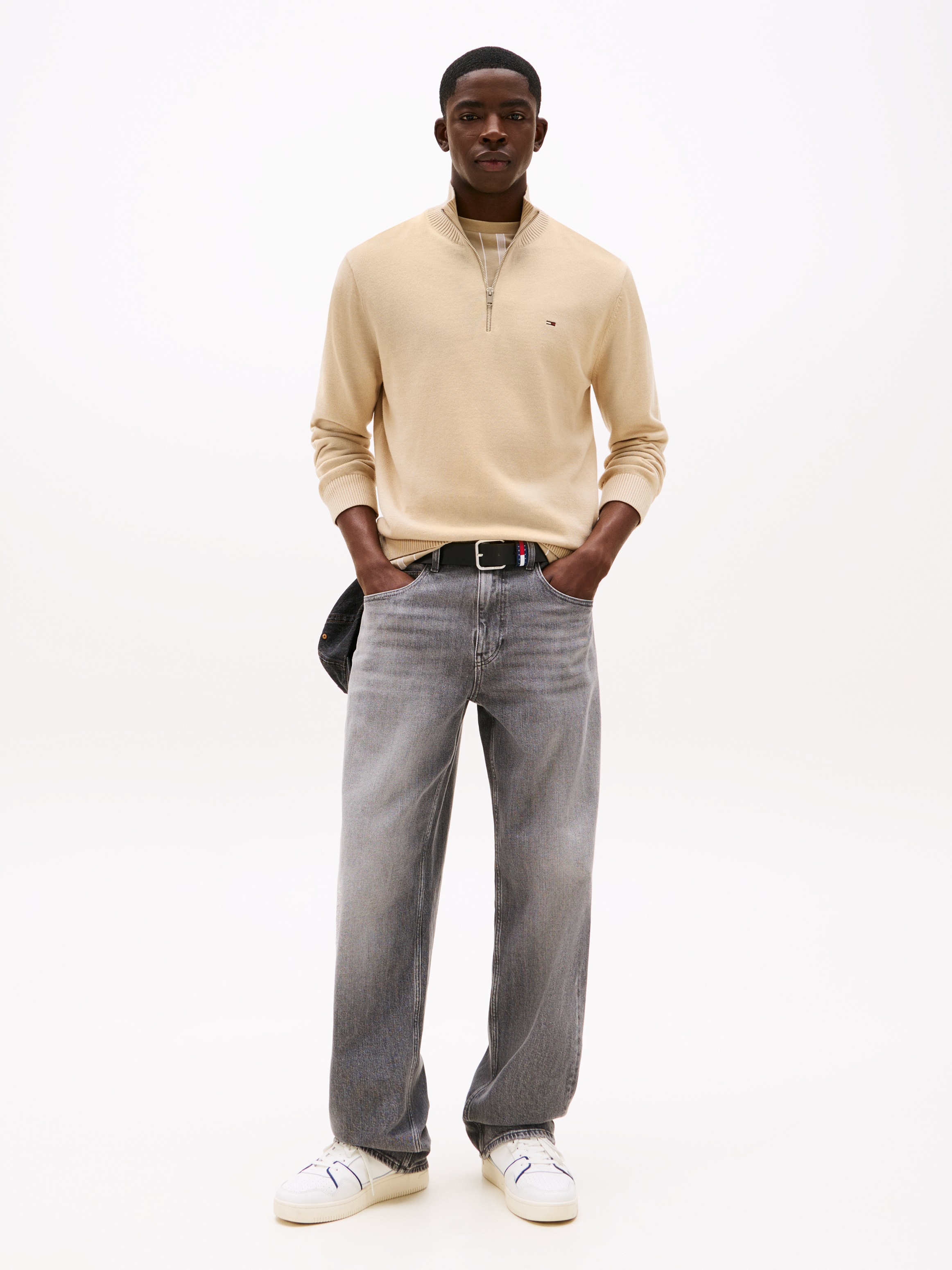 Tommy Jeans Strickpullover "TJM SLM ESS LIGHT ¼ ZIP SWTR EXT" Mit Rundhalsa günstig online kaufen