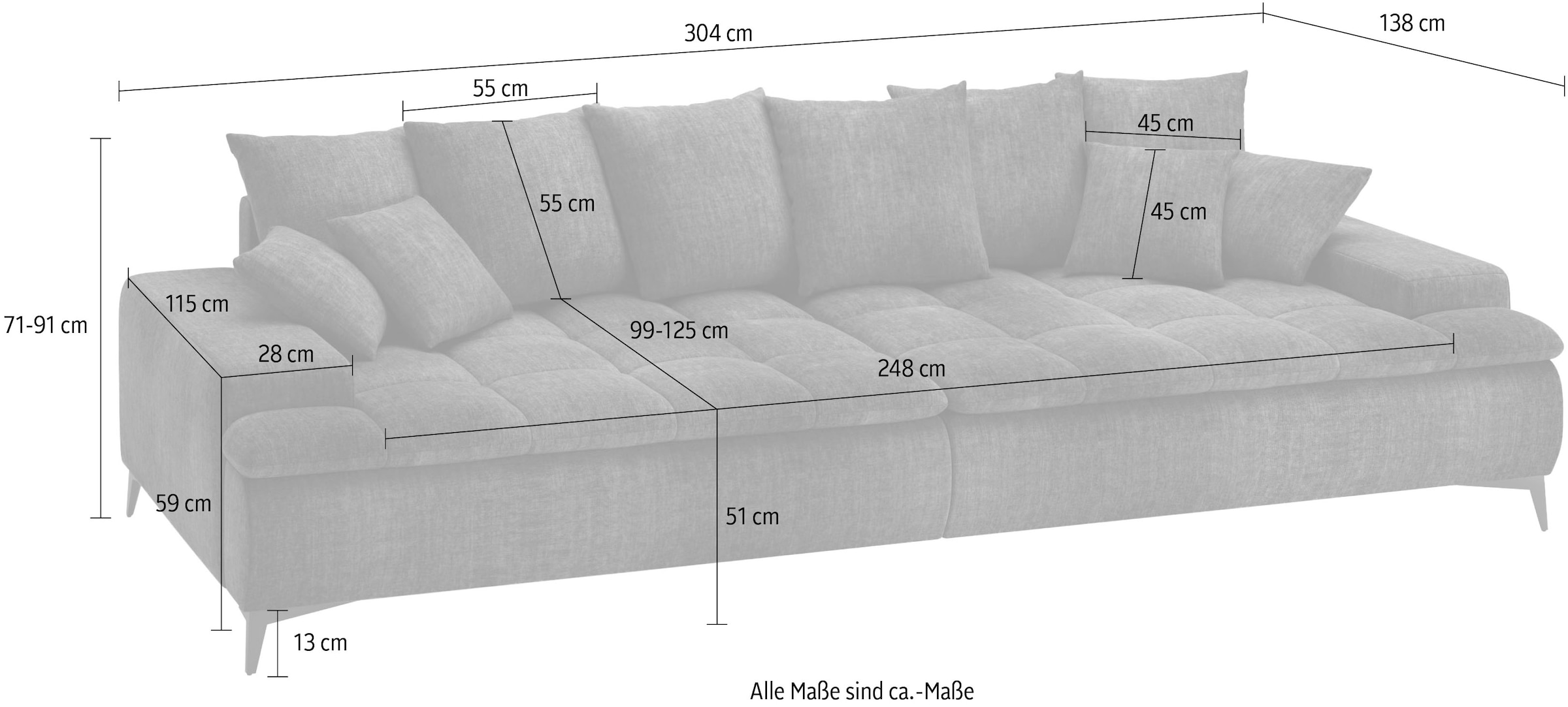 Mr. Couch Big-Sofa »Haiti III«, Mit Kaltschaum, bis 140 kg belastbar