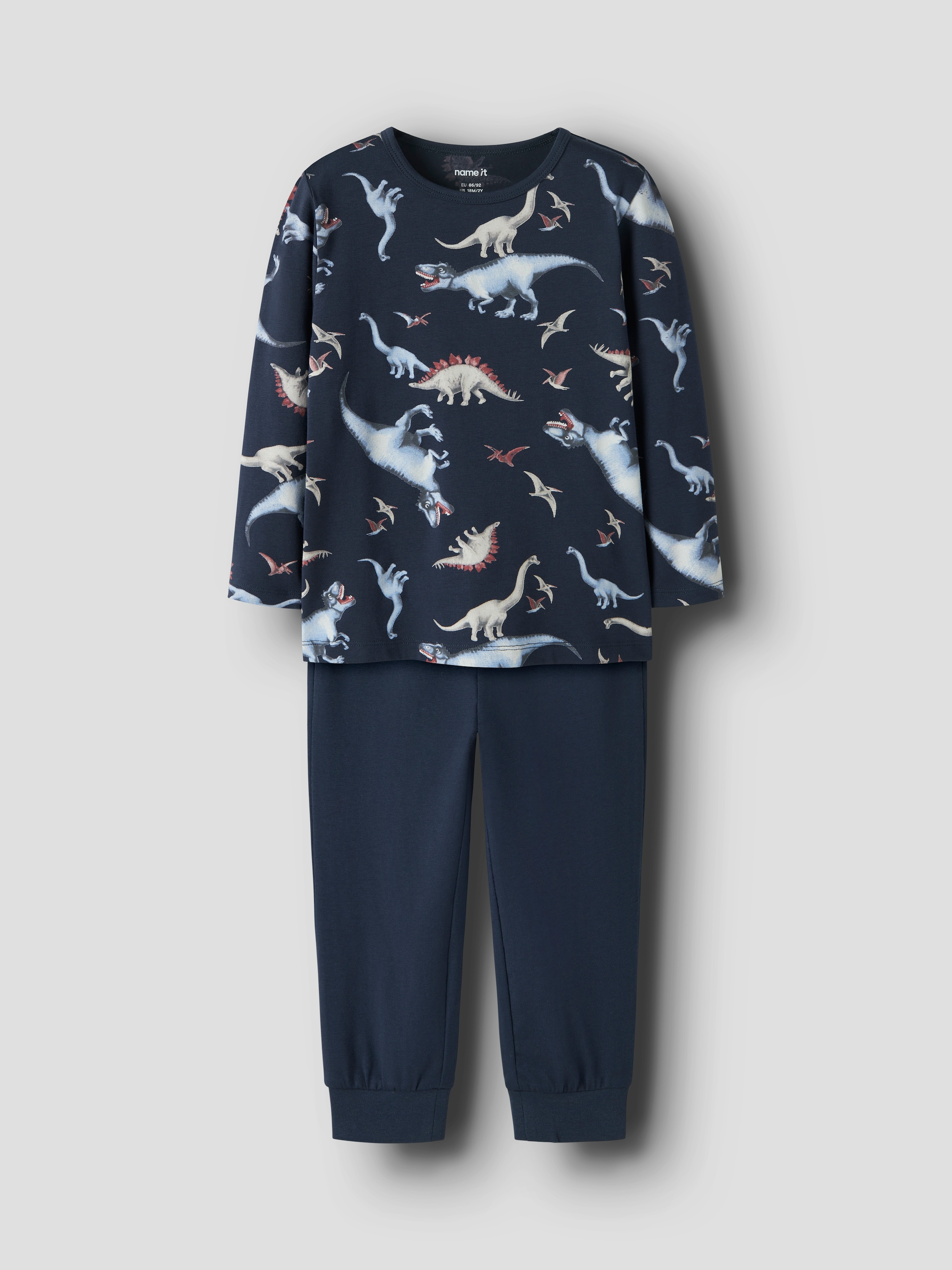 Name It 1100000002199 "NMMNIGHTSET NAVY DINO NOOS" Set, 2 Baumwollmischung, Oberteil mit Dino Druck