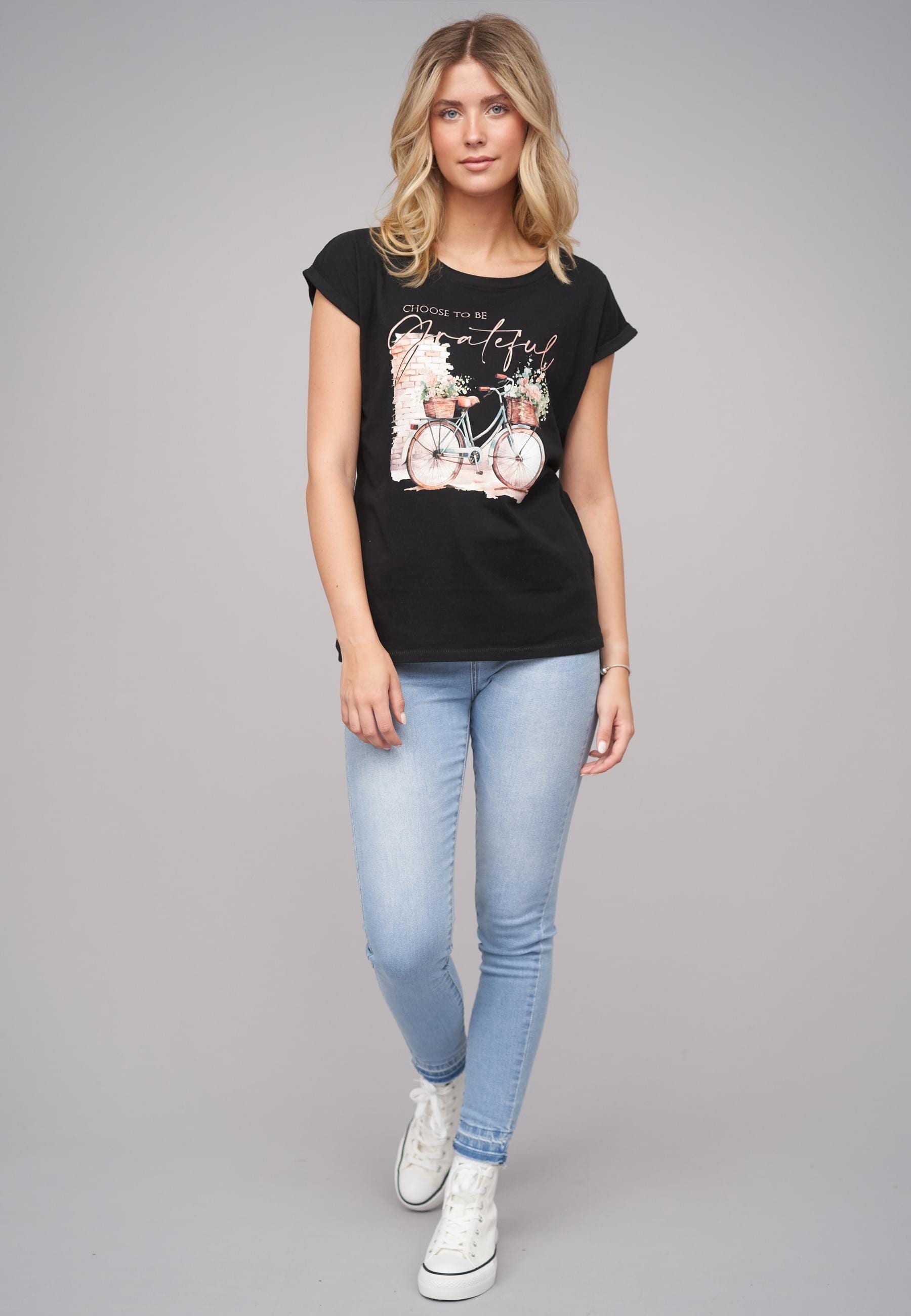 CLOUD 5IVE T-Shirt »CLOUD 5IVE Ladies Grateful/Bike03 Tee«, (1 tlg.)