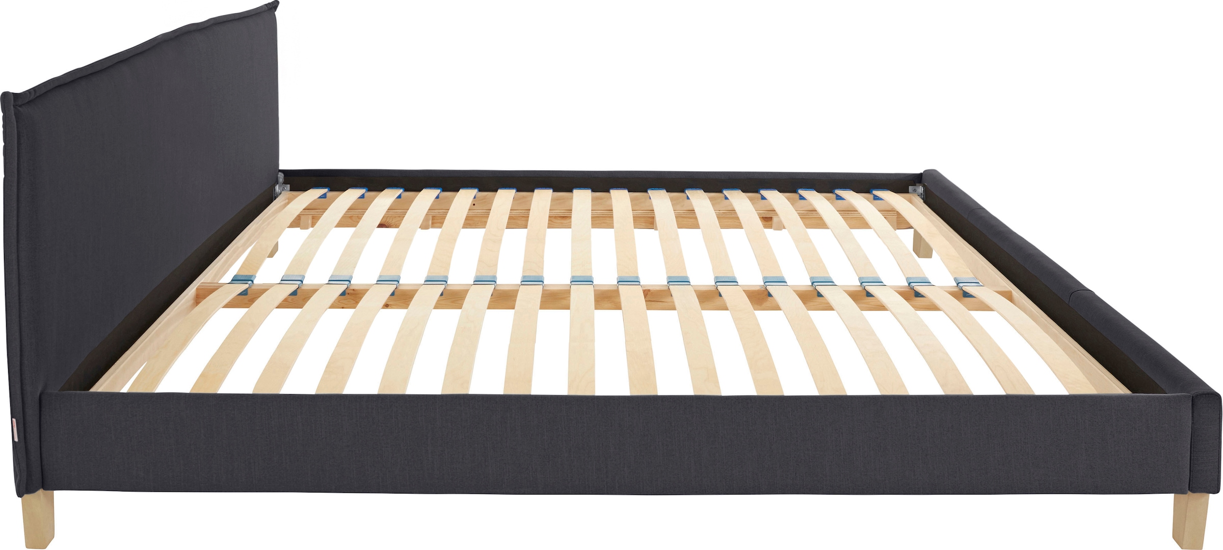 OTTO products Polsterbett »Heddi«, in 5 Breiten: von 90cm-200cm, Biese am Kopfteil, Strukturstoff