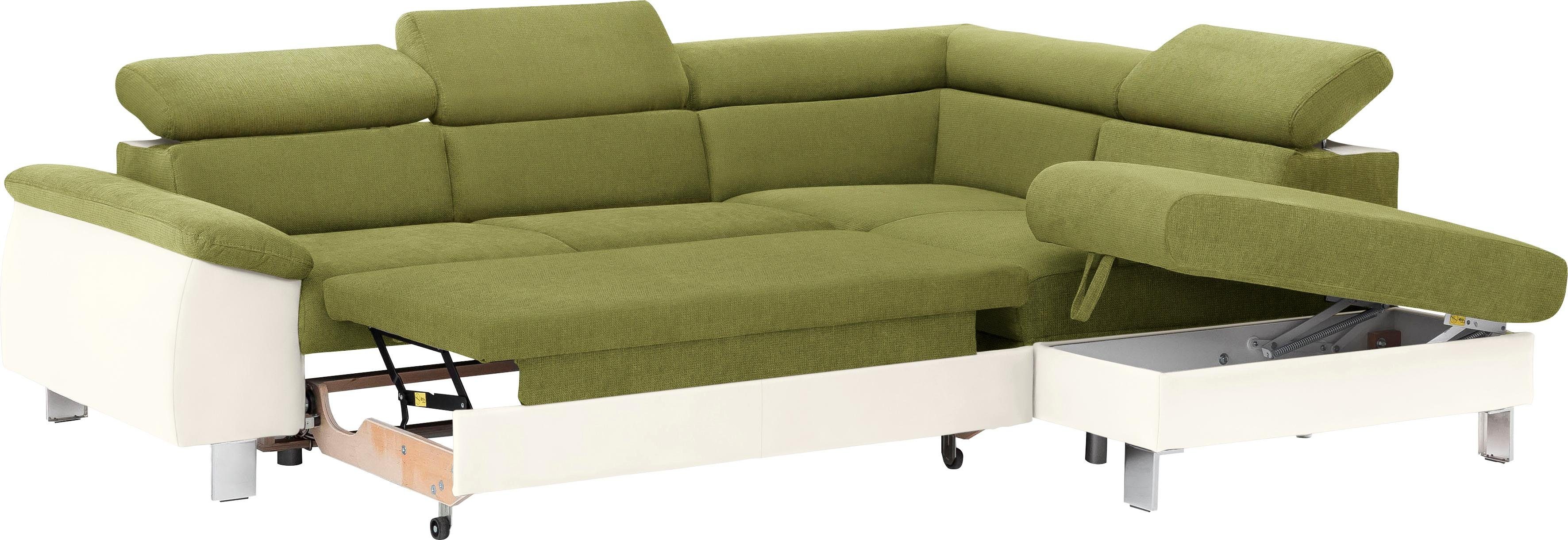 Thumbnail - COTTA Ecksofa "Komaris L-Form mit Kopfteilverstellung", wahlweise mit Bettfunktion, Bettkasten & Beleuchtung