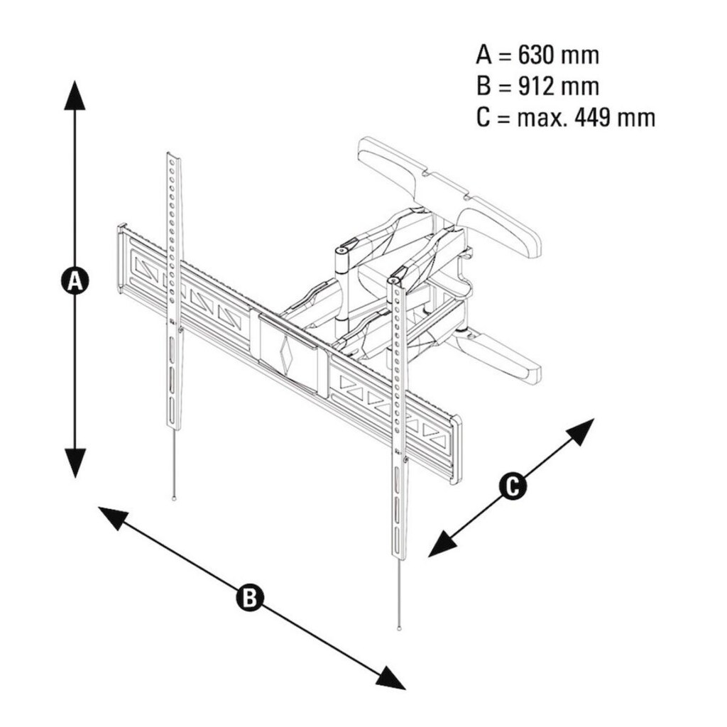 Hama TV-Wandhalterung »schwenkbar, vollbeweglich, 119 - 229 cm (47"-90"), 50", 55", 65", 75"«, Bohrschablone/Wasserwaage integriert
Neigung +/-: 2 /10°
Rotation 6°