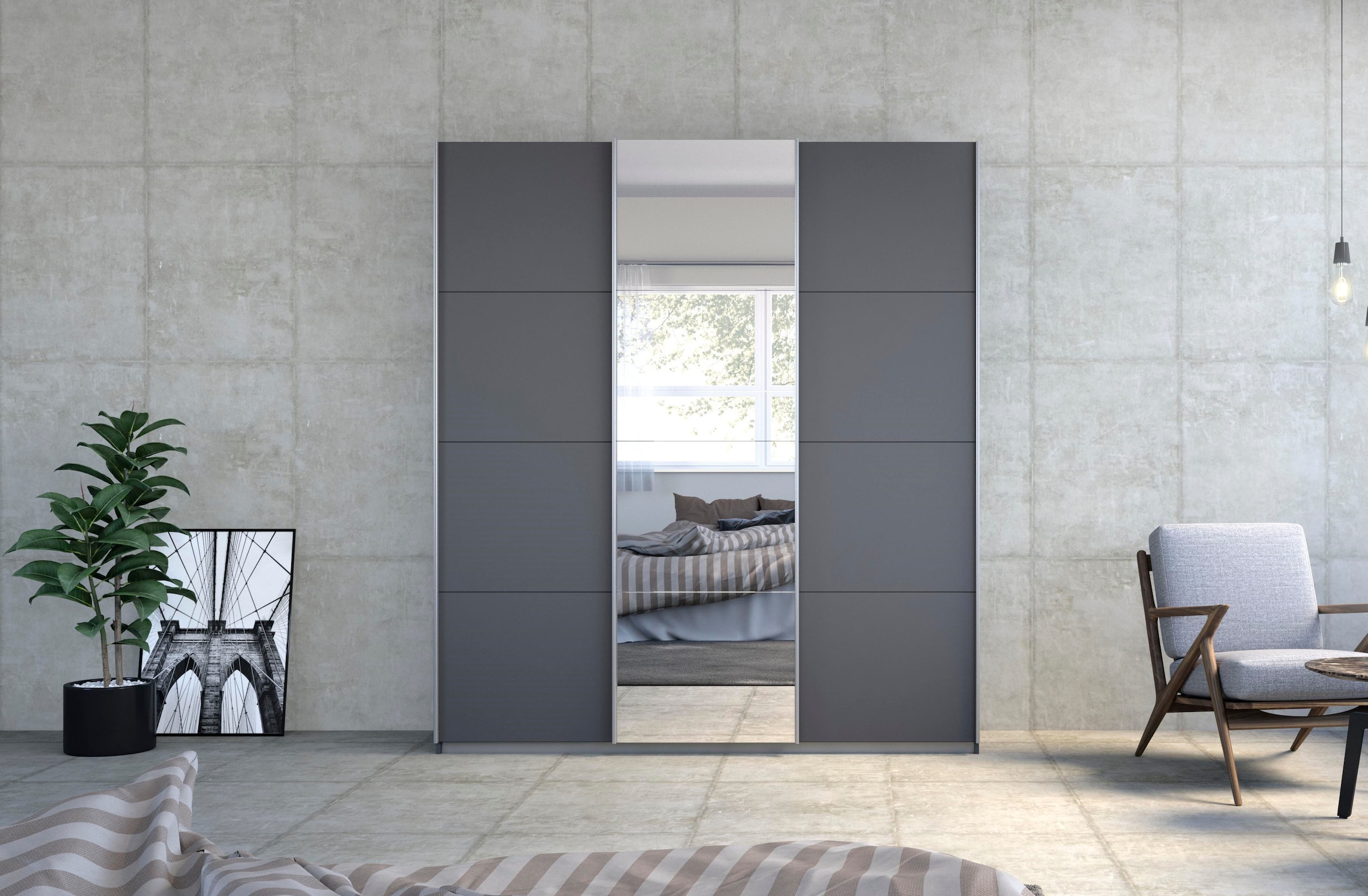 rauch Schwebetürenschrank »Kleiderschrank Schrank Garderobe Wäscheschrank TOMA«, inkl. Regaleinsatz sowie zusätzlichen Einlegeböden MADE IN GERMANY