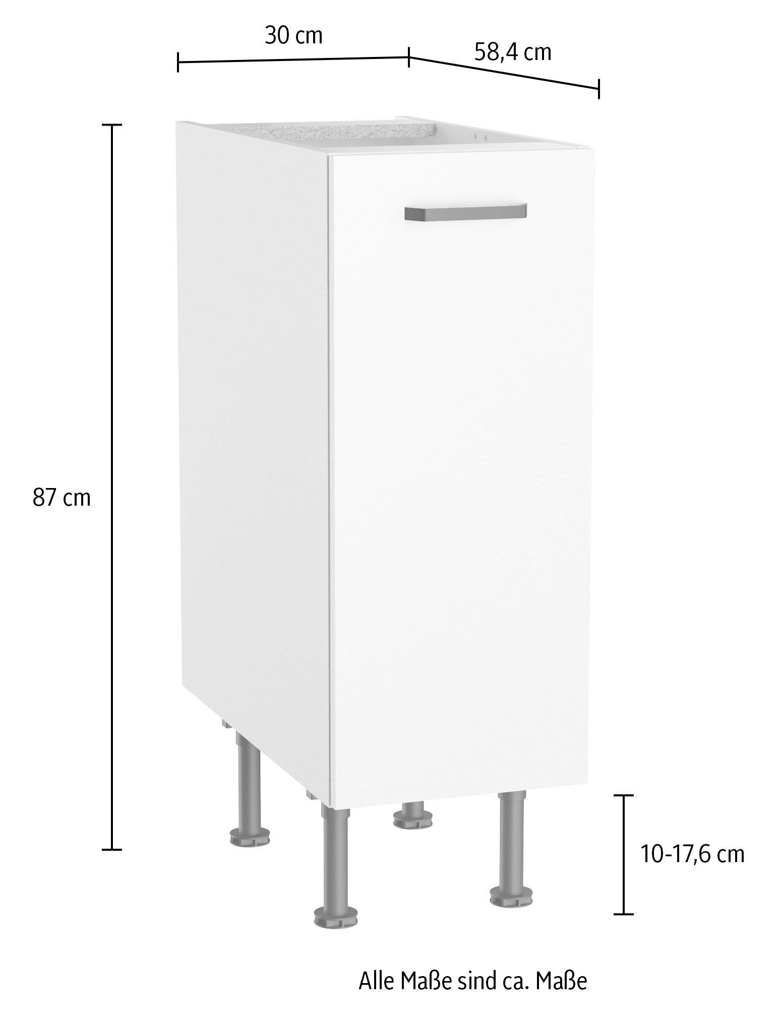 KOCHSTATION Unterschrank »KS-Paula« 30 cm breit, 87 cm hoch, mit 1 Auszug, 2 Ablagefächern
