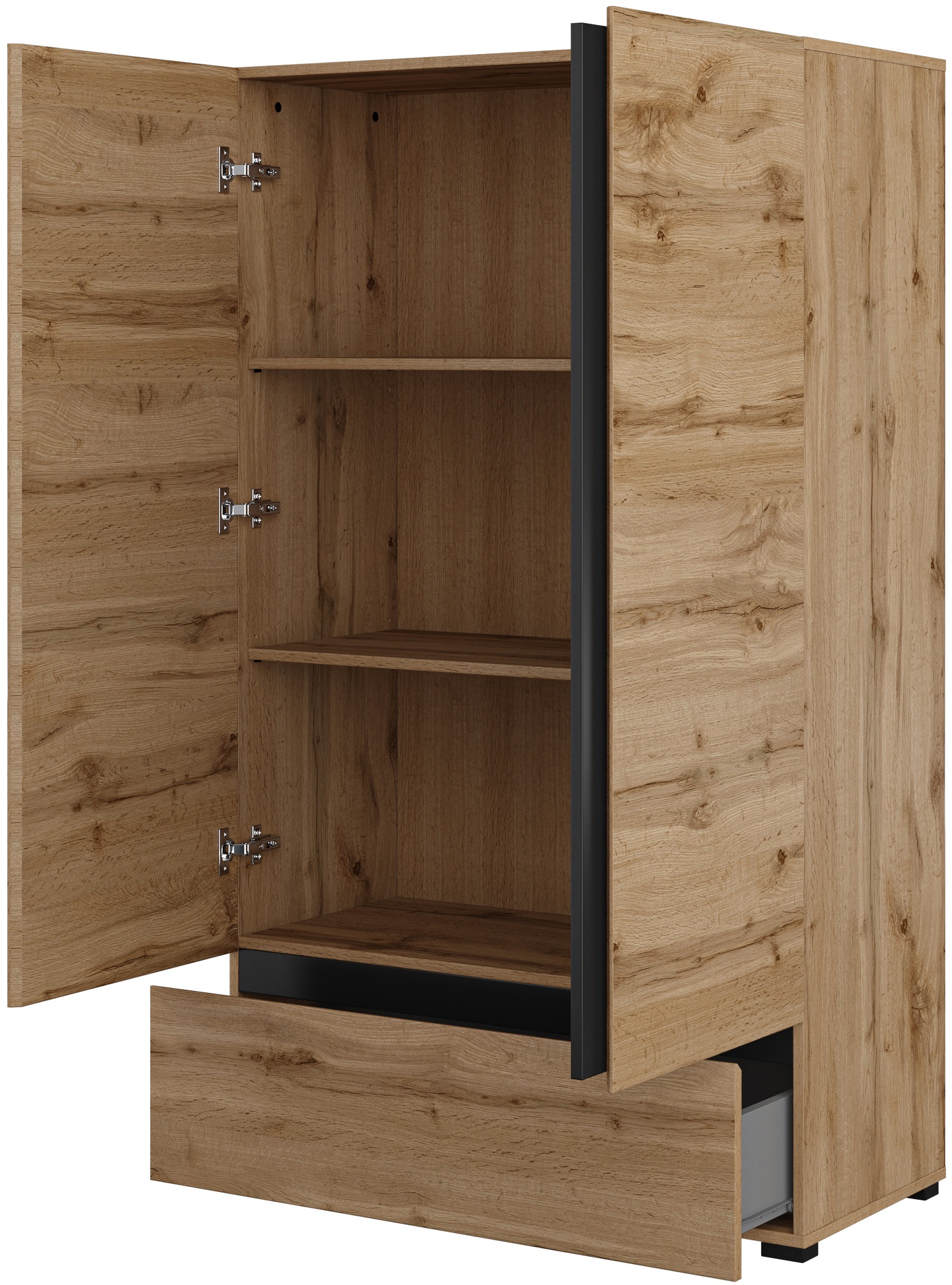 Thumbnail - Home affaire Wäscheschrank "Cross, moderner griffloser Kleiderschrank", Mehrzweckschrank, Drehtürenschrank mit 1 Schubla...
