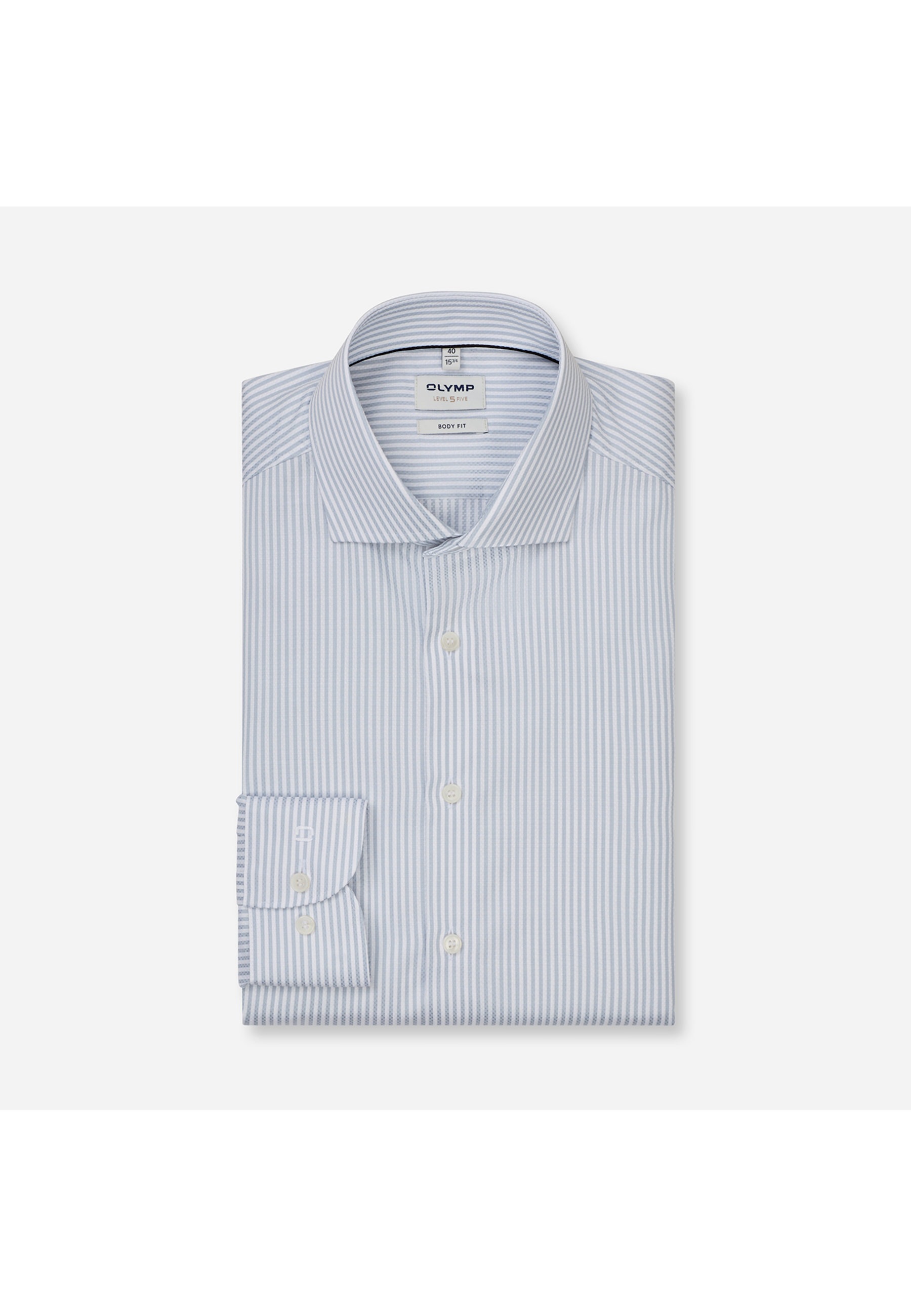 OLYMP Level Five Body Fit Royal Kent Shirt Silver Grey 39 3