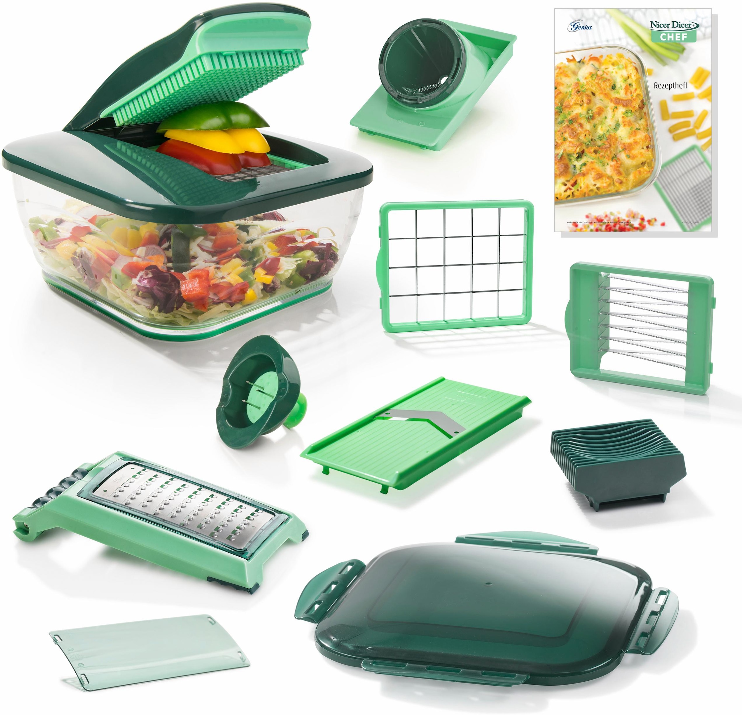 Genius Zerkleinerer »Nicer Dicer Chef«, 3300 ml Kunststoff-Auffangbehälter, 15-teilig