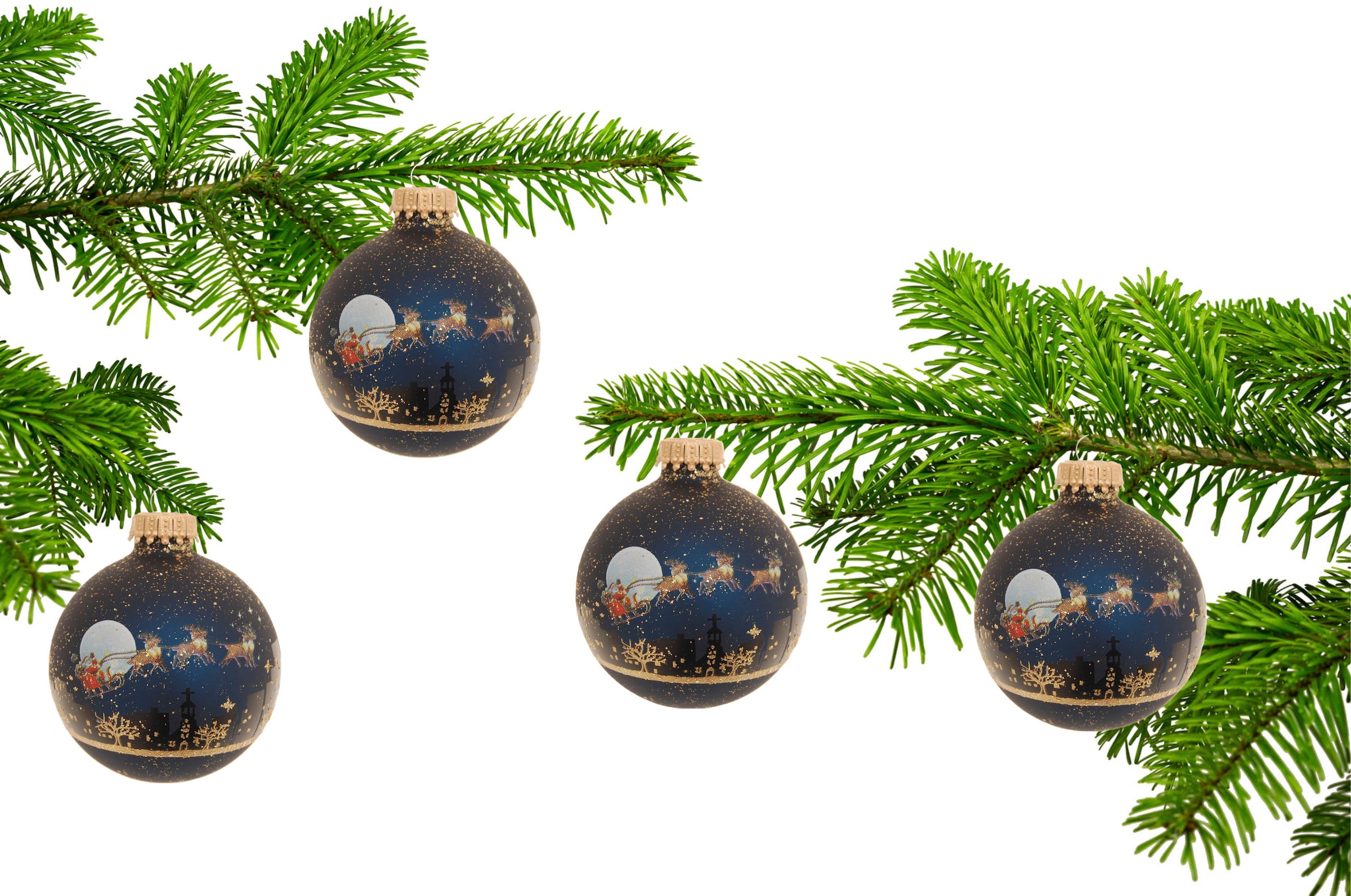 Krebs Glas Lauscha aus Glas St.), Weihnachtsbaumkugel Christbaumkugeln BAUR (Set, Weihnachtsdeko, »Midnight Christbaumschmuck, 4 before bestellen Christmas«, 