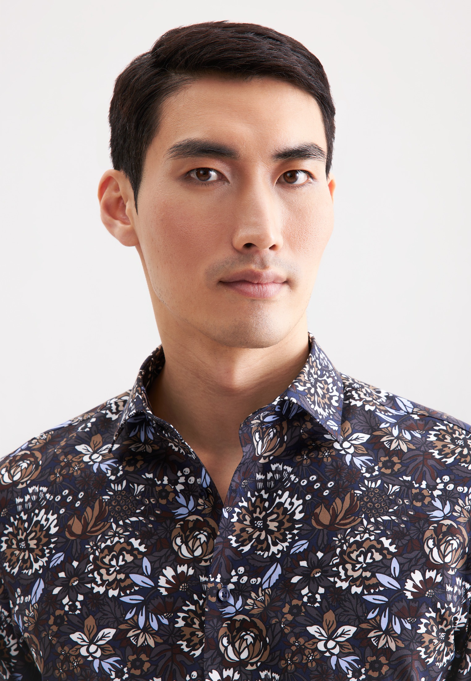 Thumbnail - seidensticker Businesshemd "Schwarze Rose" Slim 1/1 Kentkragen Geblümt