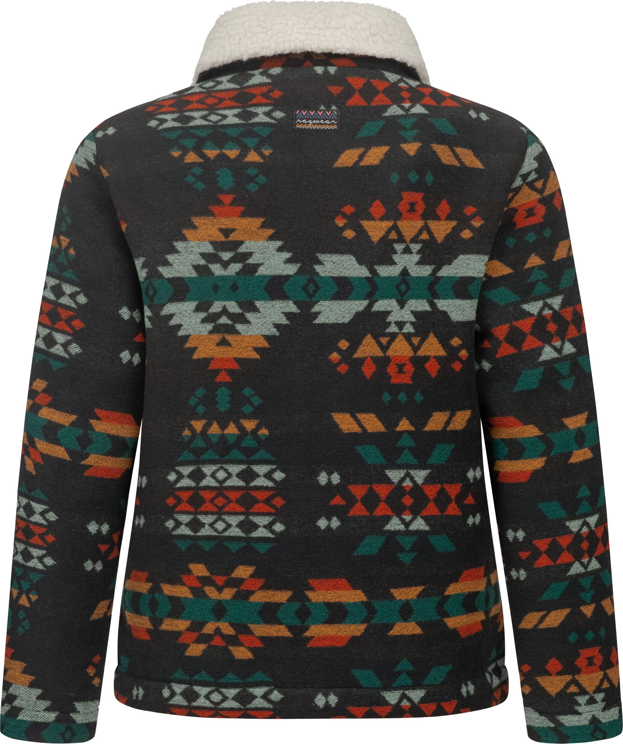 Ragwear Outdoorjacke »Walinea Ikat«, ohne Kapuze, Lässige Damen Jacke in Woll-Optik mit Teddyfell-Kragen