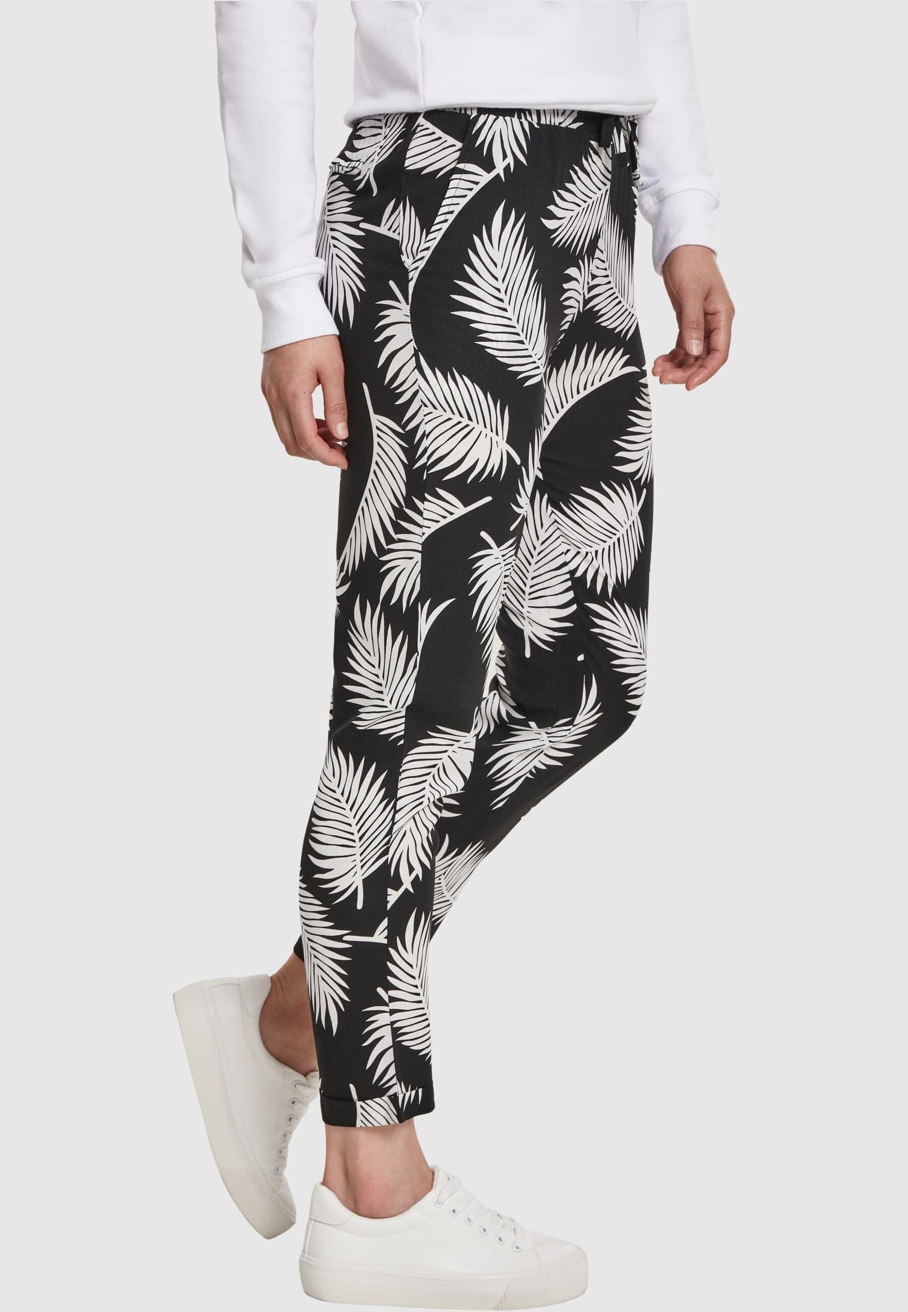 URBAN CLASSICS Stoffhose »Urban Classics Damen Ladies Elastic Waist AOP Pants«, (1 tlg.)