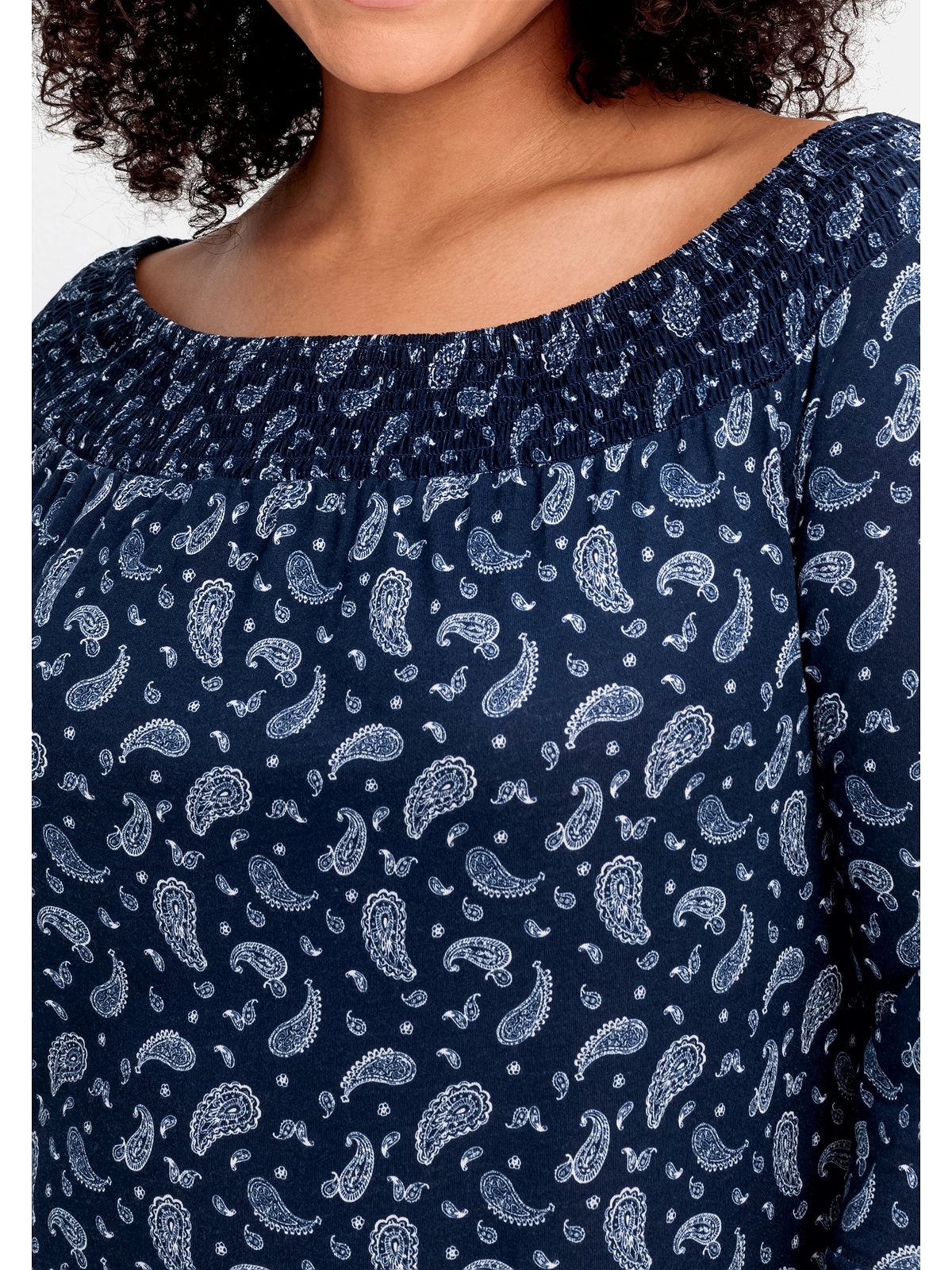 Sheego 3/4-Arm-Shirt »Große Größen«, mit Paisleyprint und Bordürendruck