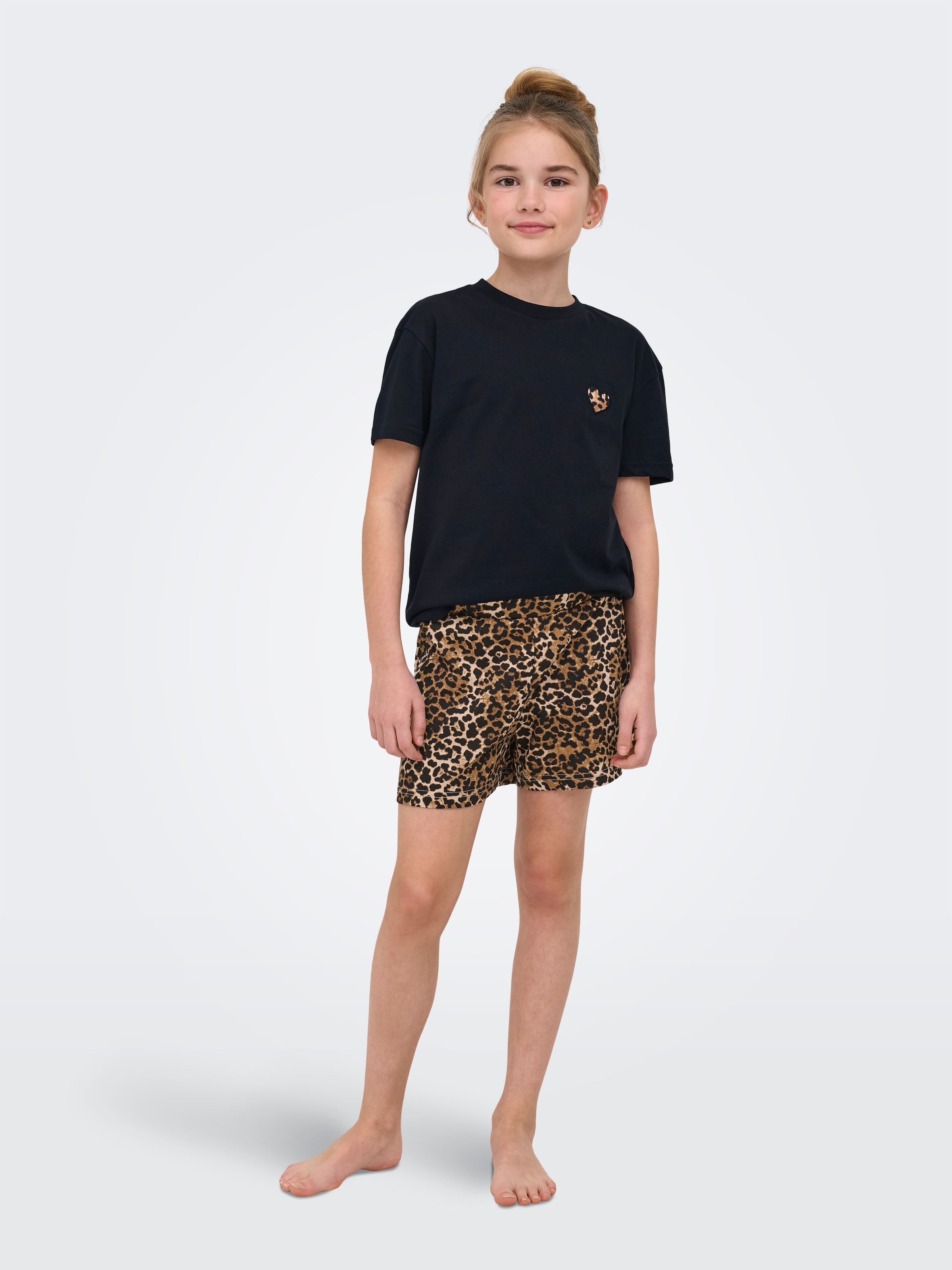 KIDS ONLY Shorty »KOGRILA NIGHTWEAR AOP TOP/SHORTS SET JRS« Set, 2 bedrucktes Oberteil und unifarbene Hose