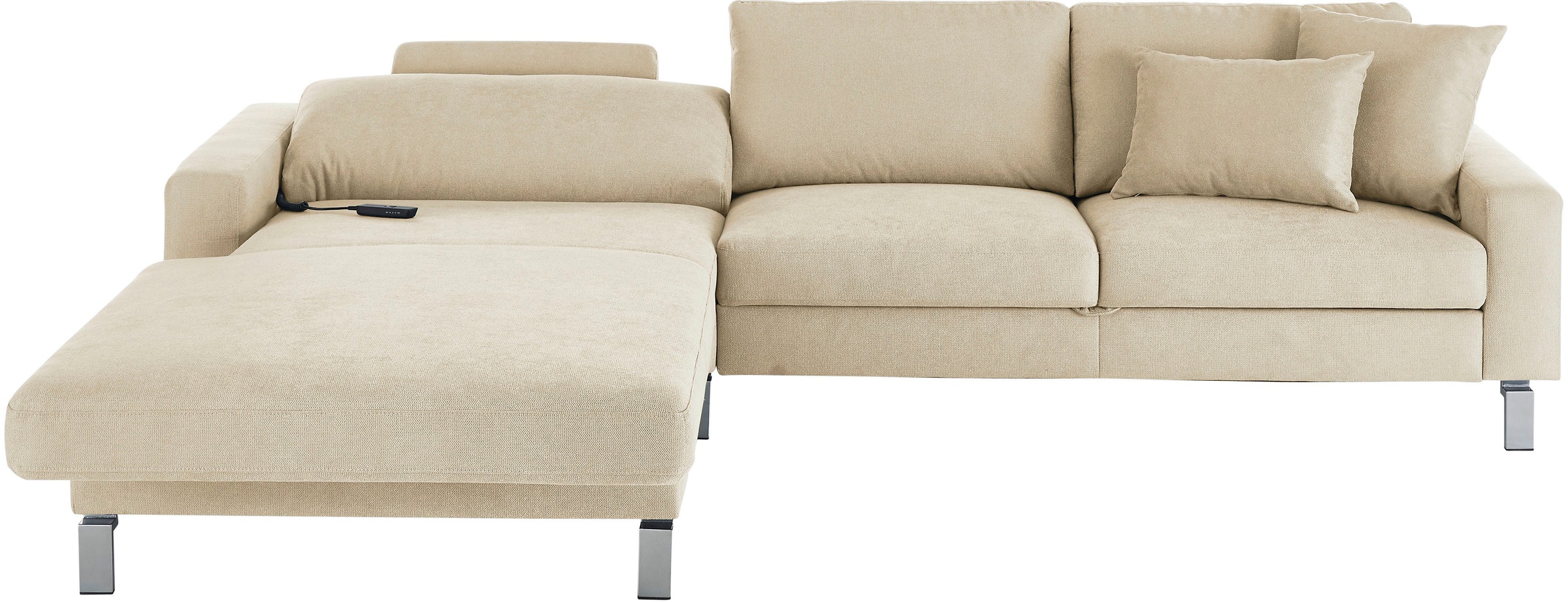 3C Candy Ecksofa »Lecce, wahlweise PUR-Schaumstoff oder Tonnentaschenfederkern«, Bett im 2,5-Sitzer, teilmotorische Schlaffunktion im Longchair, L-Form