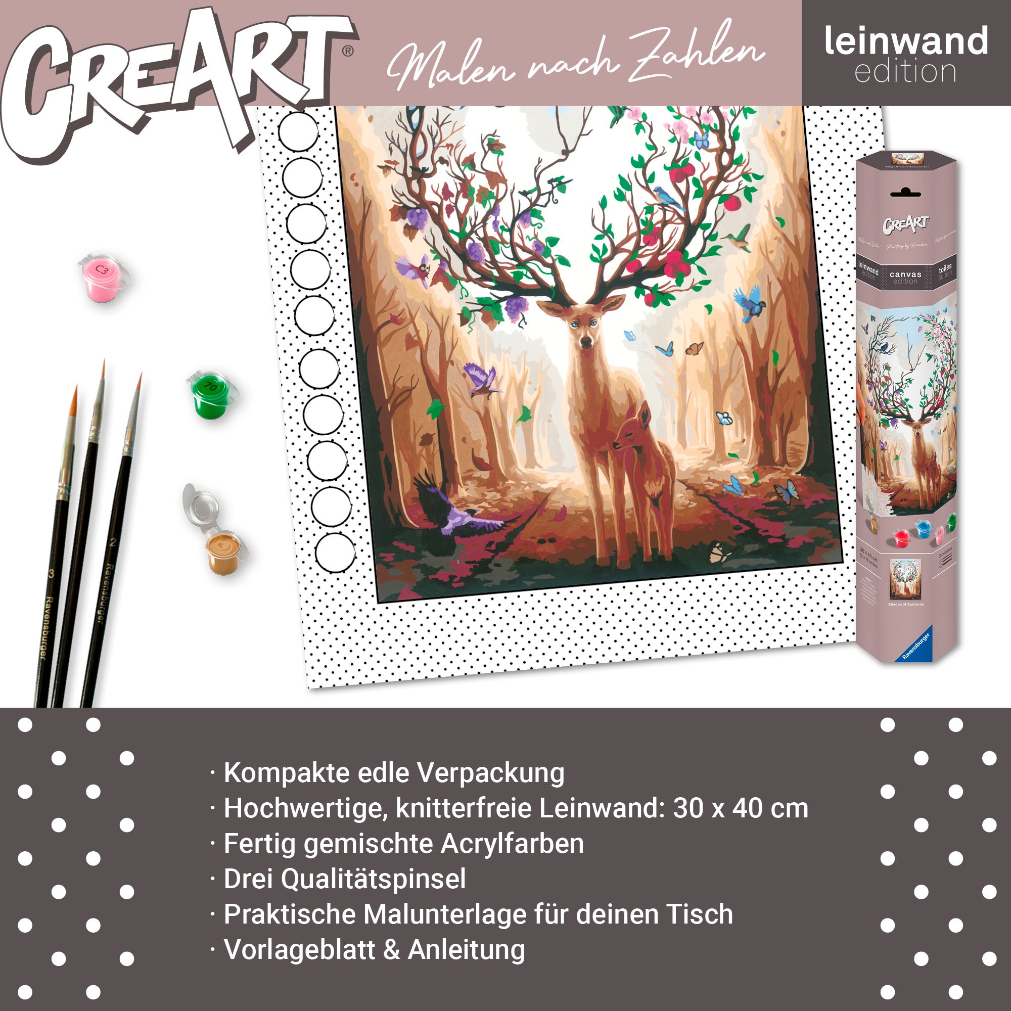 Ravensburger Malen nach Zahlen »CreArt, Leinwand Magischer Hirsch«, Made in Europe