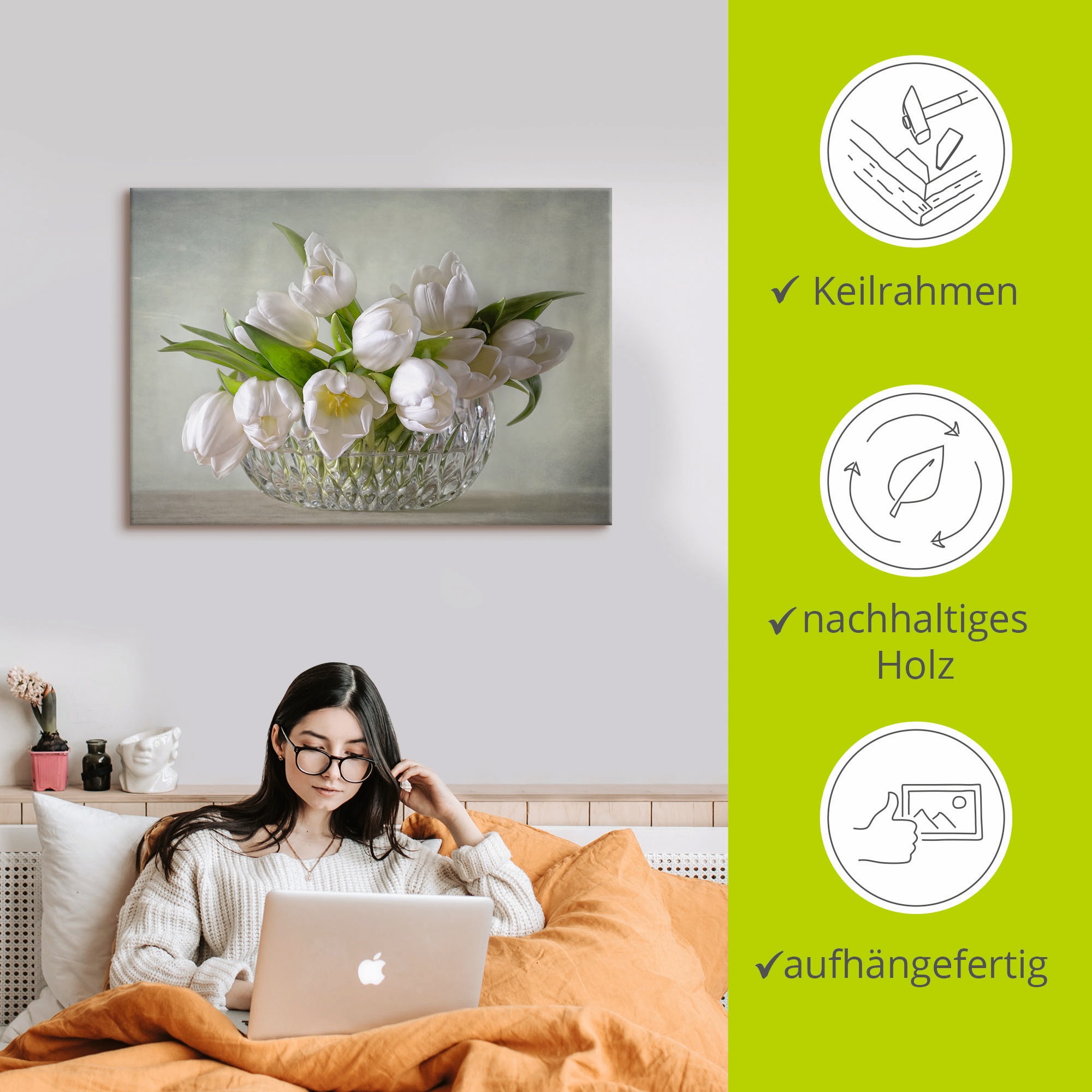Artland Wandbild »Weiße Tulpen«, Blumen, (1 St.), als Leinwandbild, Poster, Wandaufkleber in verschied. Größen