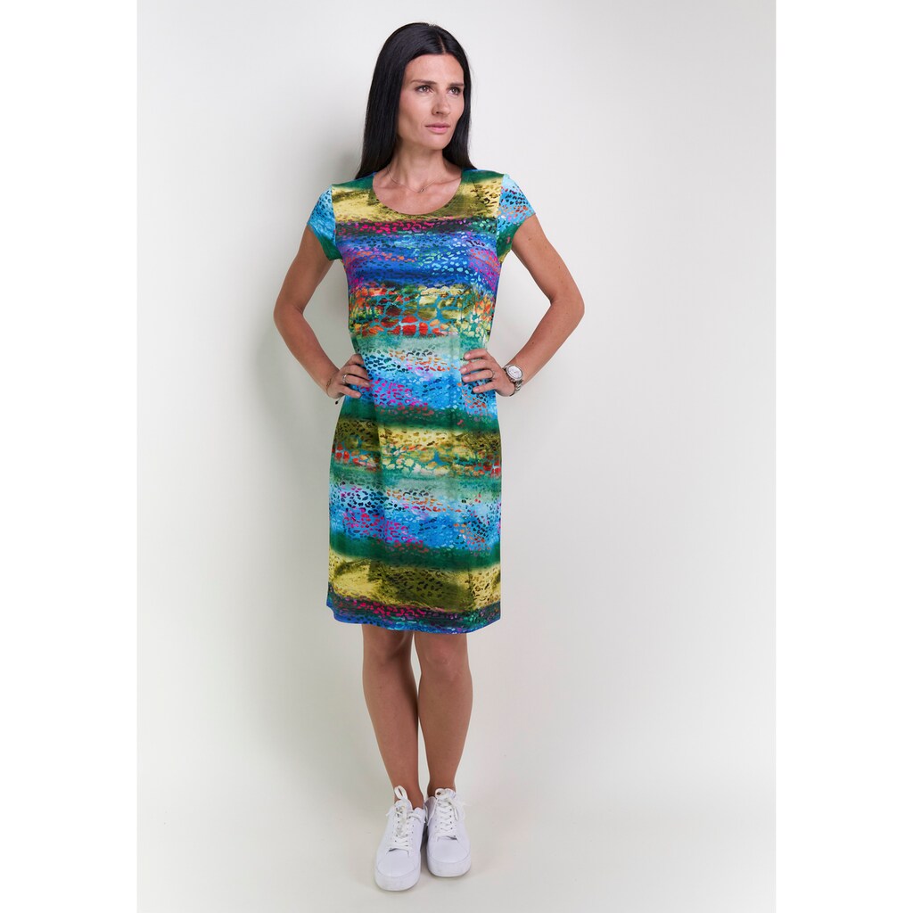 Damenmode Kleider Seidel Moden Druckkleid, mit farbenfrohem Allover-Print in Leo-Optik, Made in Germany bunt