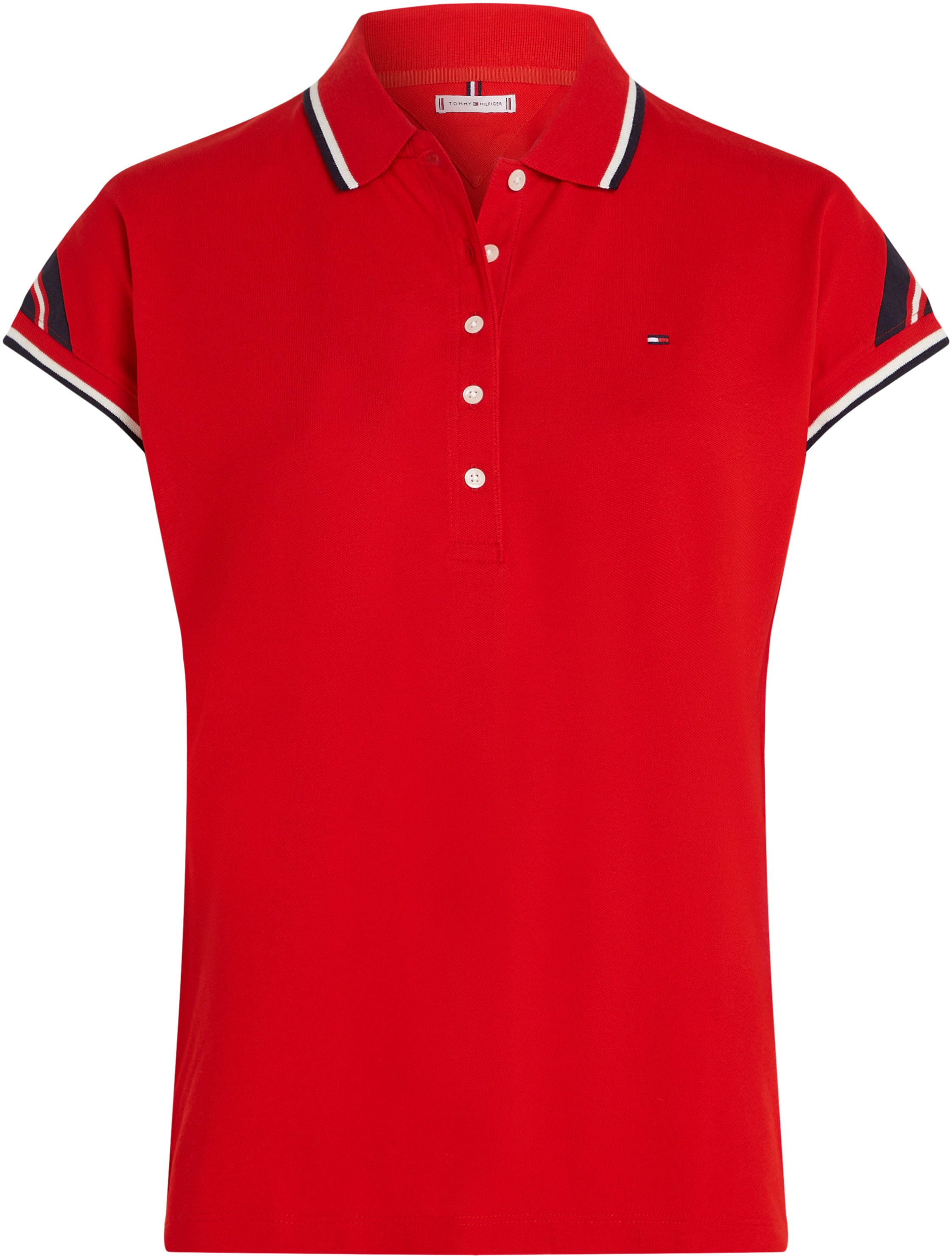 Tommy Hilfiger Poloshirt »REG STRIPE SLV POLO CAP SLEEVE« mit kontrastfarbenen Einsätzen