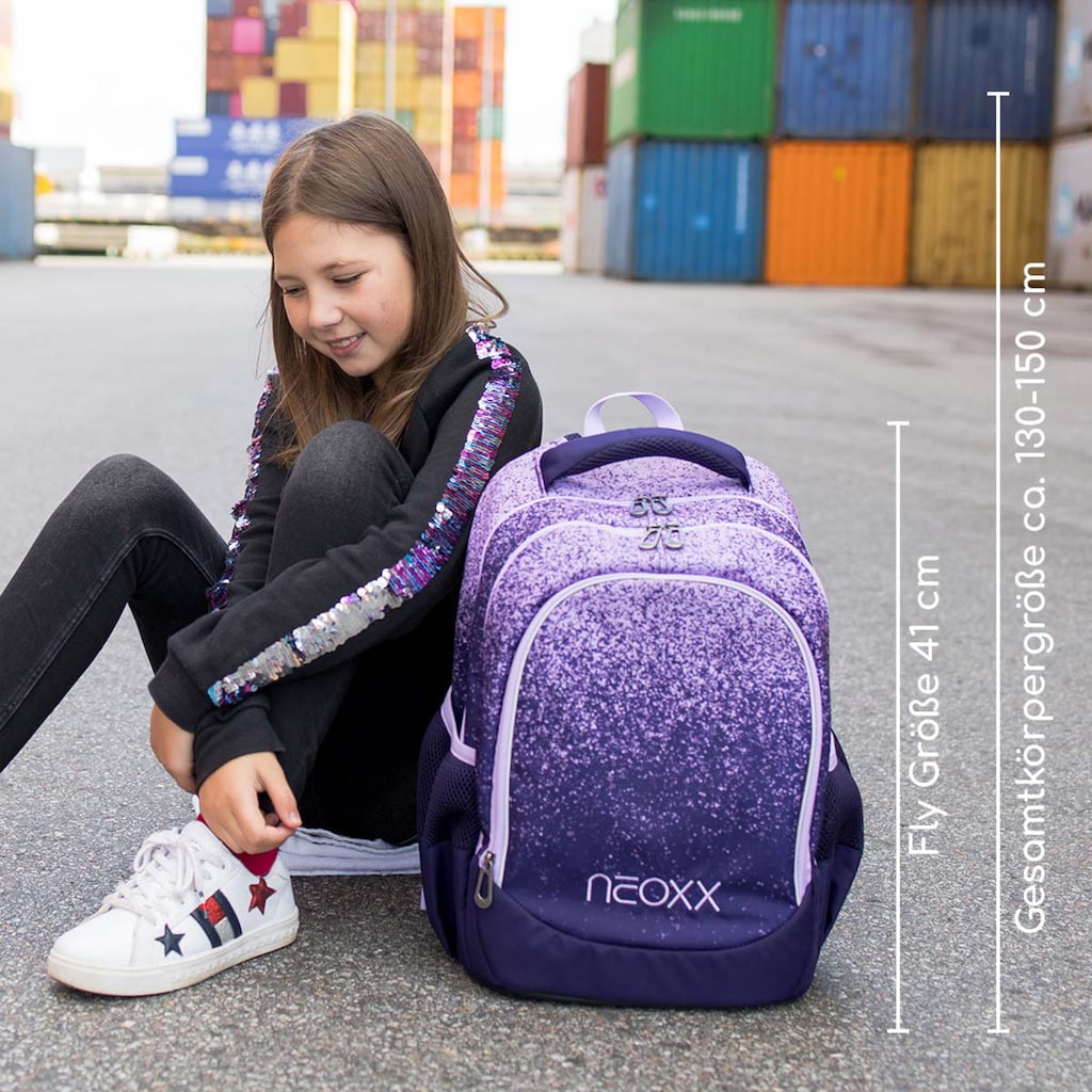 neoxx Schulrucksack »Fly, Glitterally perfect«, Reflektionsnaht