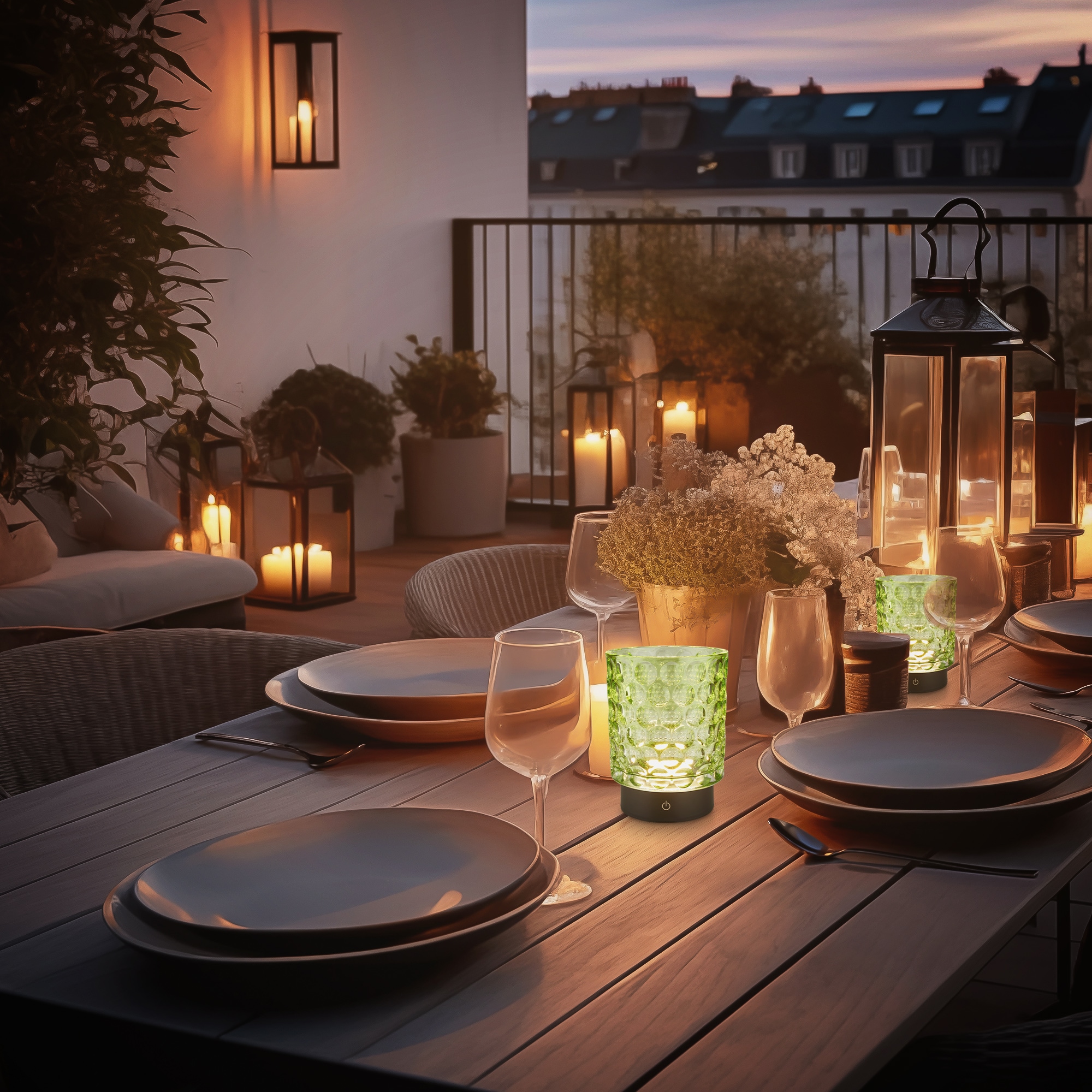 Briloner Leuchten LED Außen-Tischleuchte »SUNORA« LED-Board 2 Stk. Warmweiß kabellos 15 x 11 cm Grün 2W Wohnzimmer Flur Outdoor Aussen 2er-Set