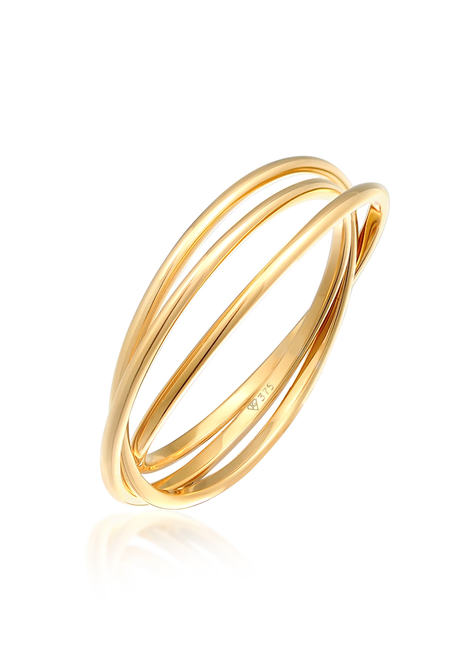 Elli Premium Silberring »Ring Wickelring Trio Basic 375 Gelbgold«