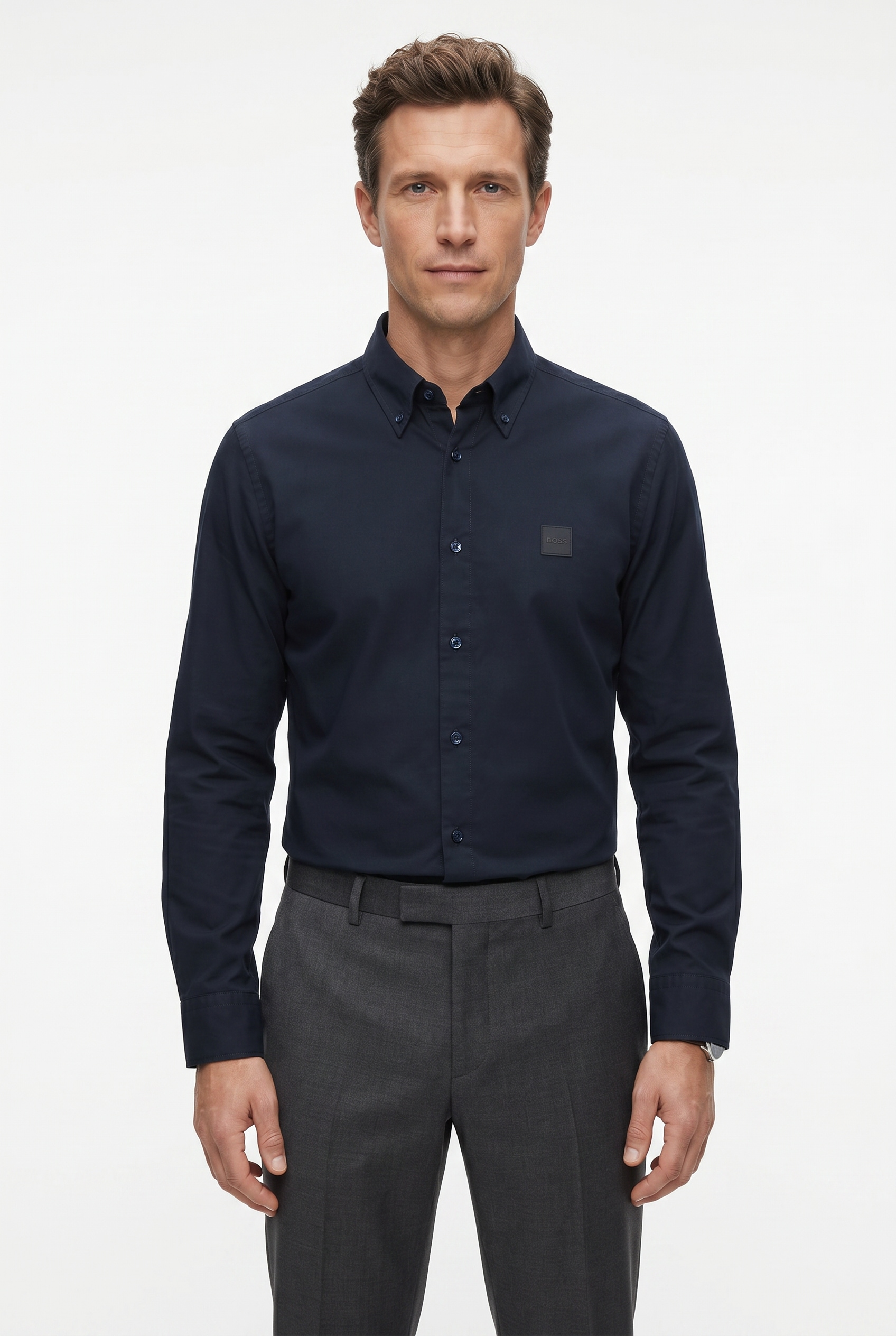 BOSS ORANGE Langarmhemd »Ricoplus M« Button-down-Kragen, Regular Fit, reine Baumwolle