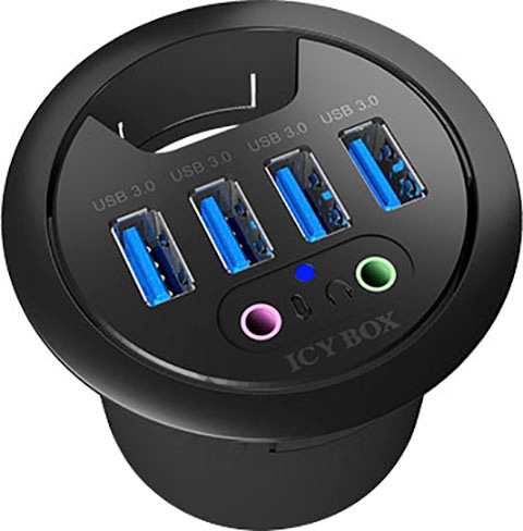 ICY BOX USB-Adapter »ICY BOX Tisch-Hub 4x USB 3.2 Type-A mit Audio Ein-/Ausgang«