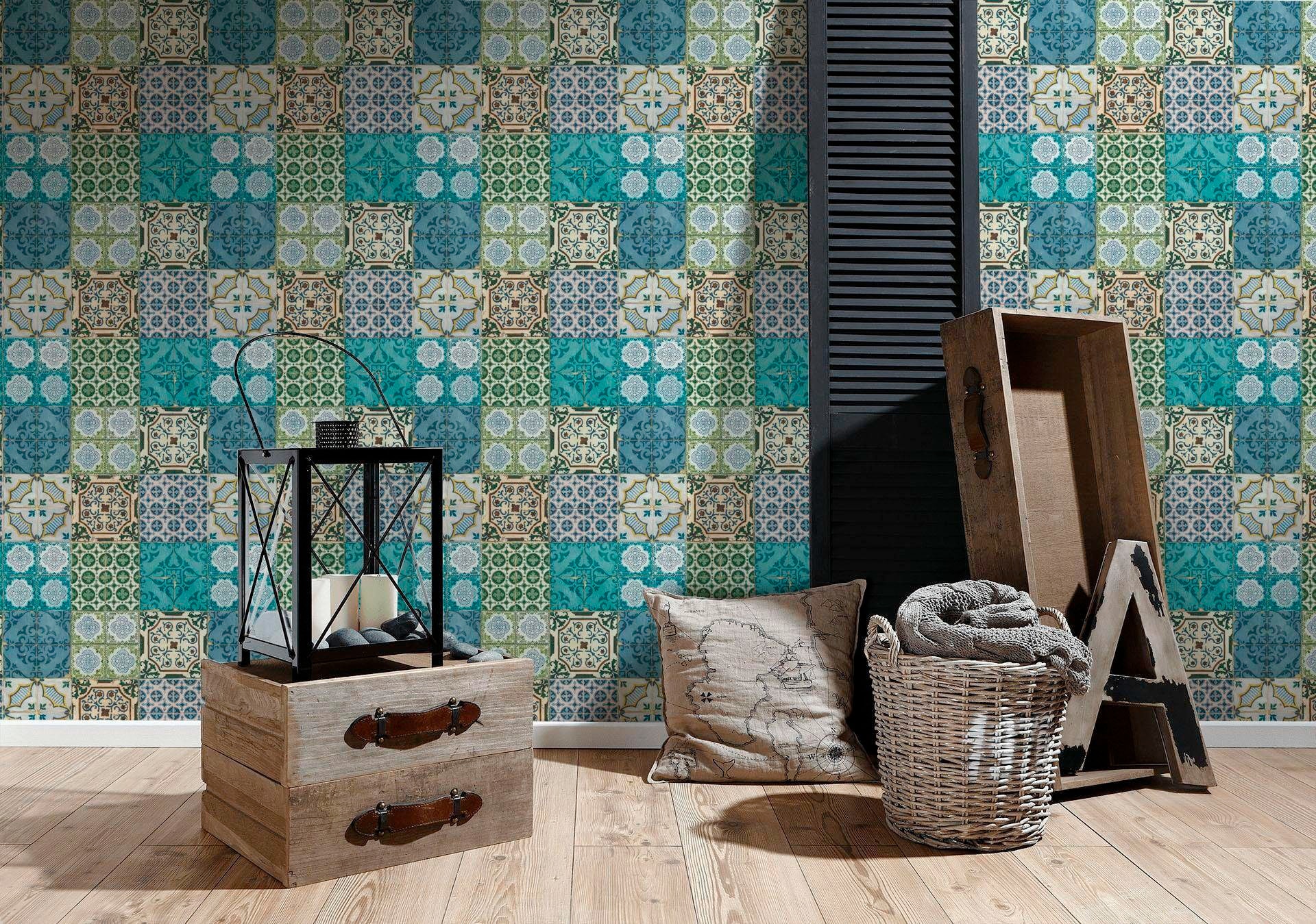 living walls Vliestapete »Authentic Walls«, matt-gemustert-mehrfarbig-Motiv-ornamental, Moderne Tapete Kinder Metallic Tapeten Wohnzimmer Flur Küche Design
