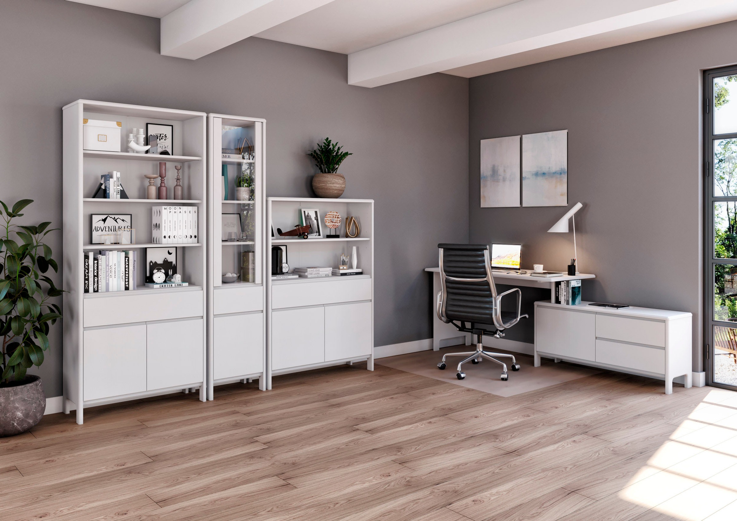 OTTO home Schreibtisch "Luven, aus Massivholz" in 2 Breiten, variable Nutzu günstig online kaufen