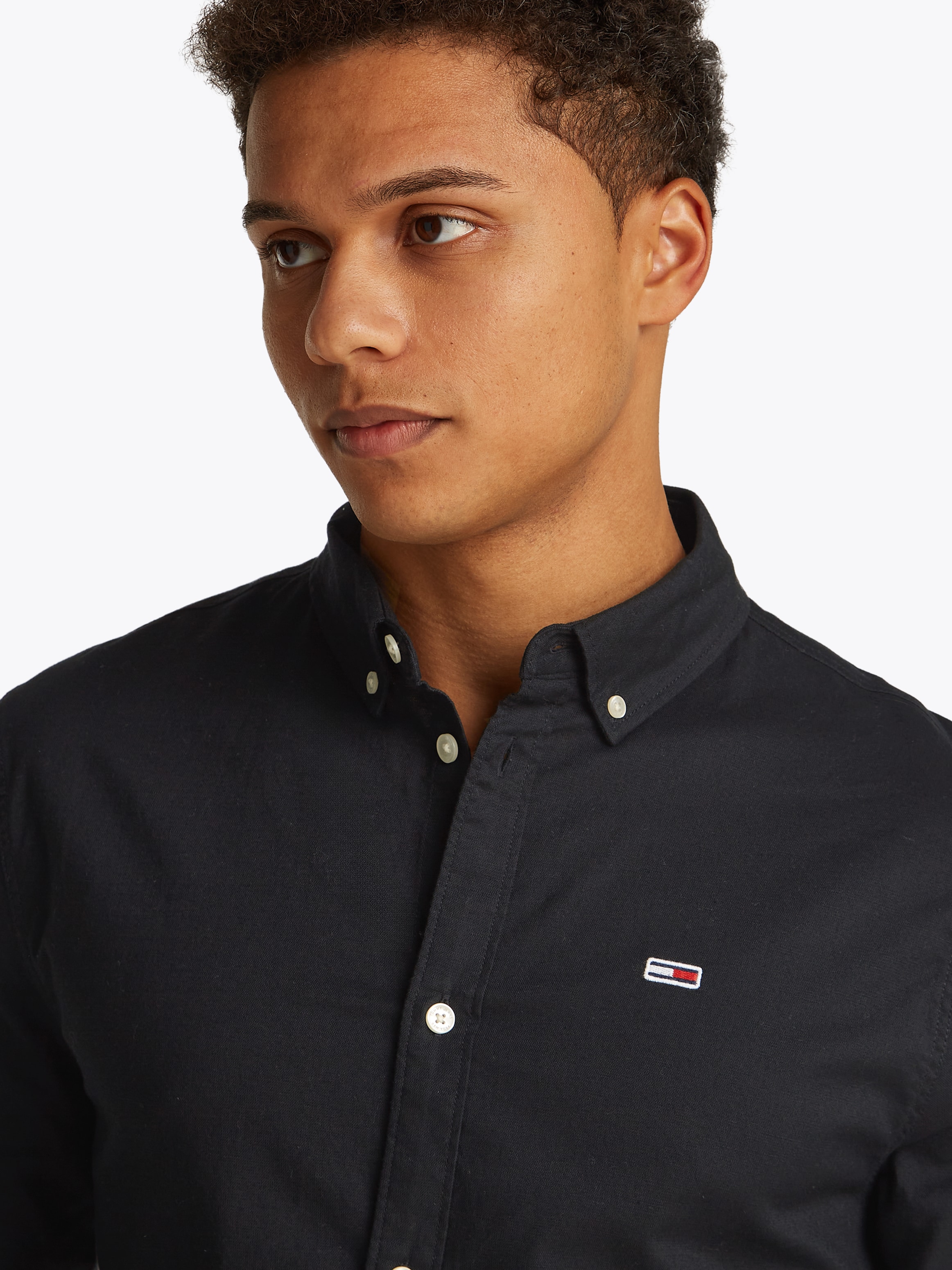 Tommy Jeans Langarmhemd "TJM Slim Stretch Oxford Shirt", mit Flaglabel auf günstig online kaufen